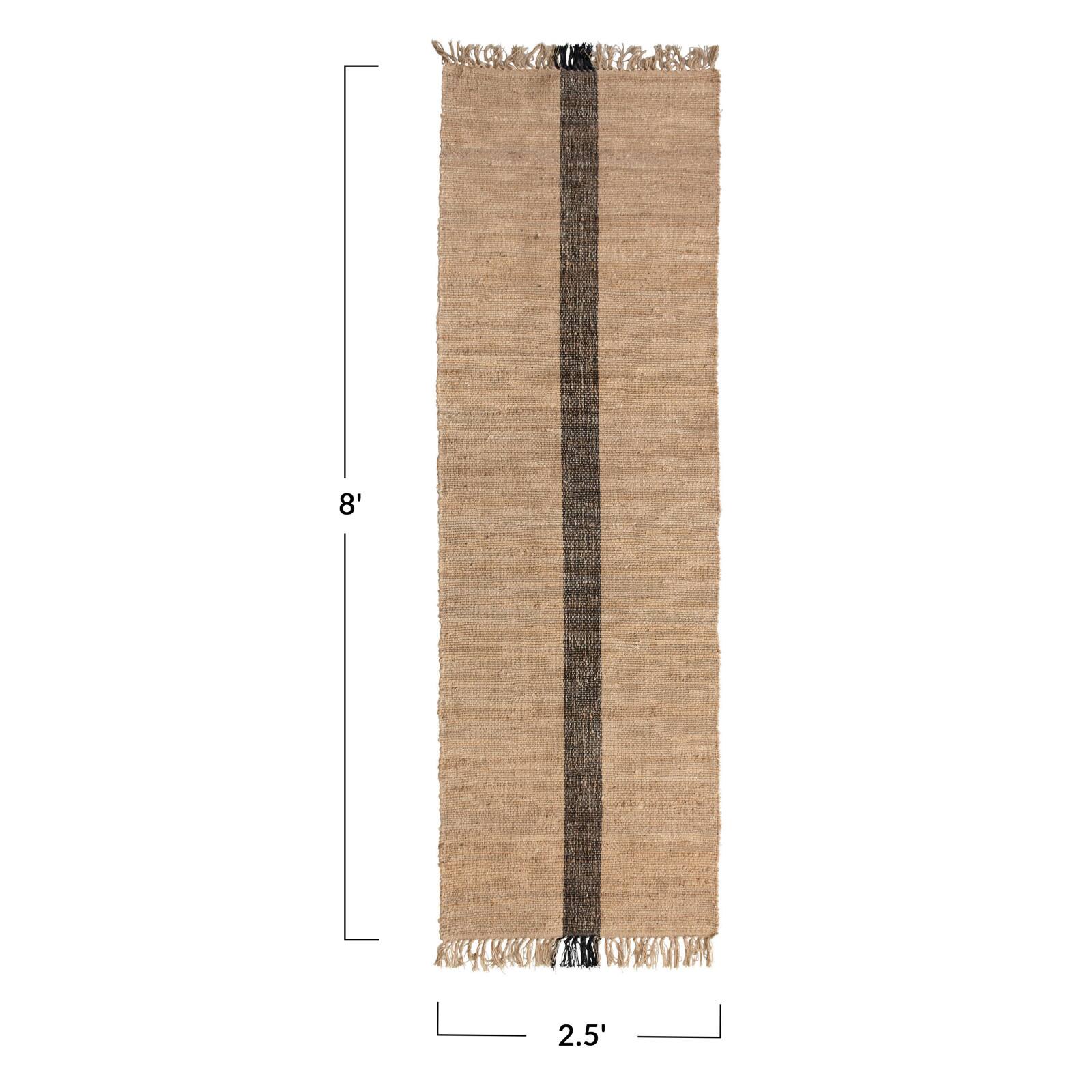 Hello Honey&#xAE; Natural Jute &#x26; Cotton Floor Runner with Black Woven Stripe, 2.5ft.x9ft.