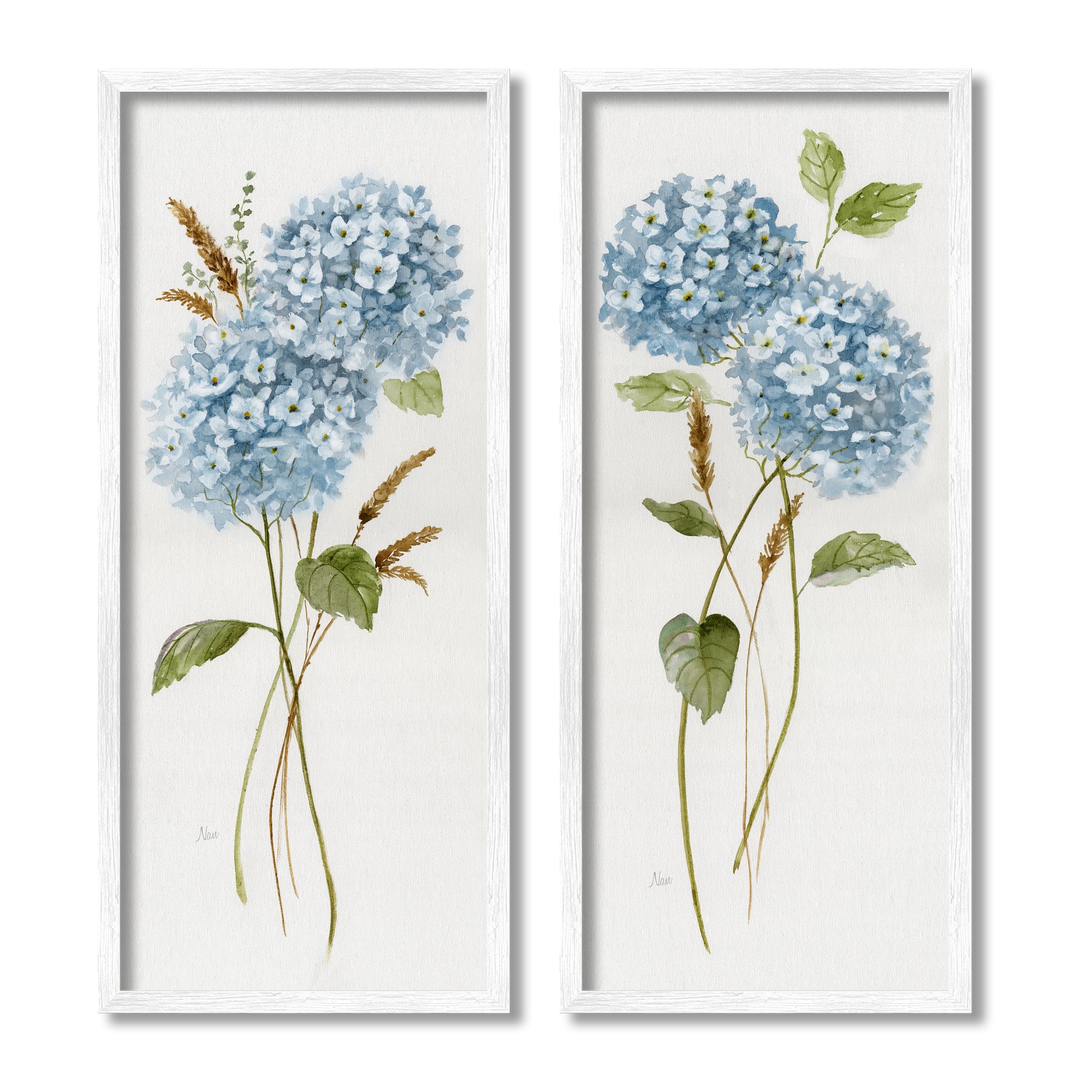 Stupell Industries Blue Hydrangea Long Stems Soft Vintage Florals Framed Wall Art