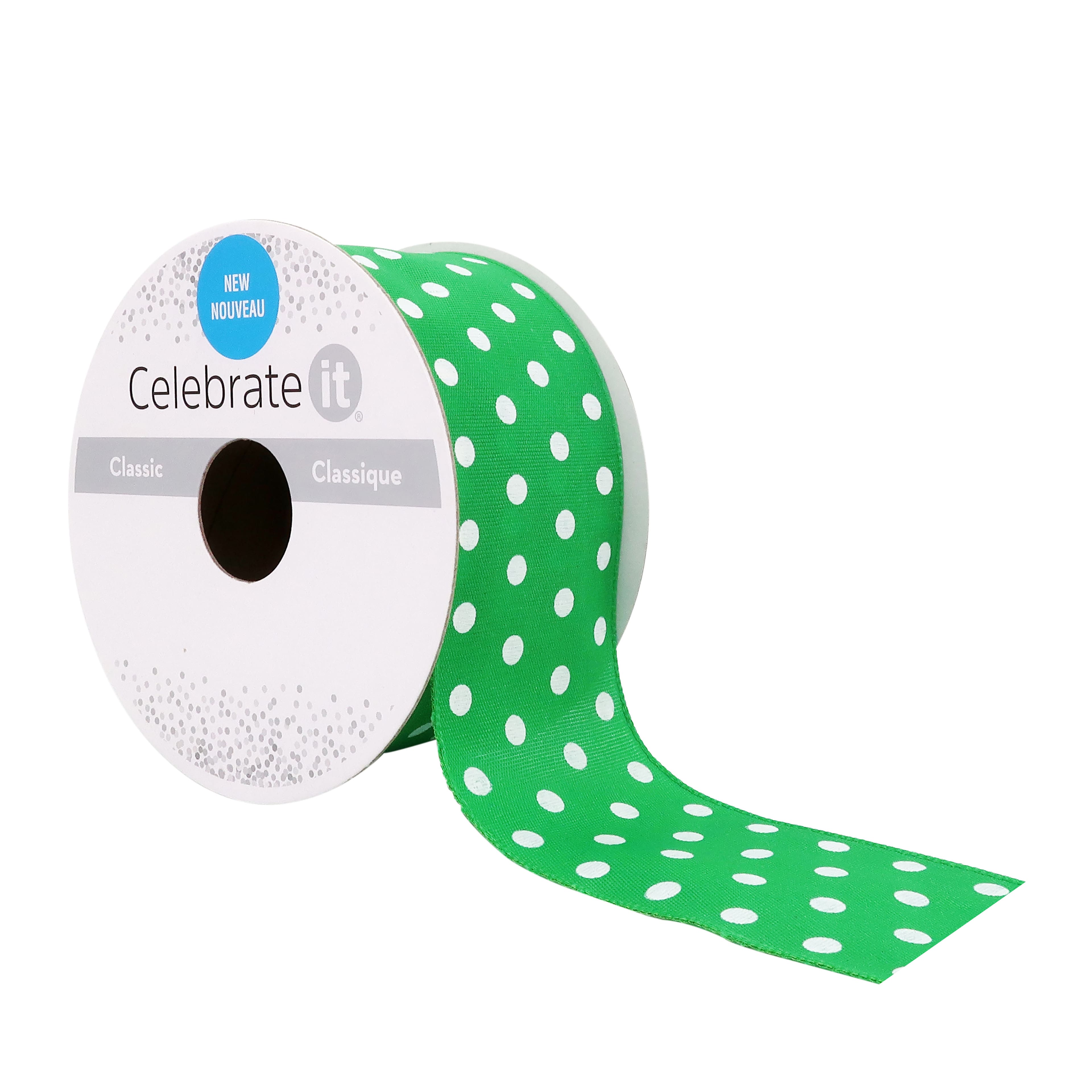 12 Pack: 1.5" x 3yd. Taffeta Wired Polka Dot Ribbon by Celebrate It™