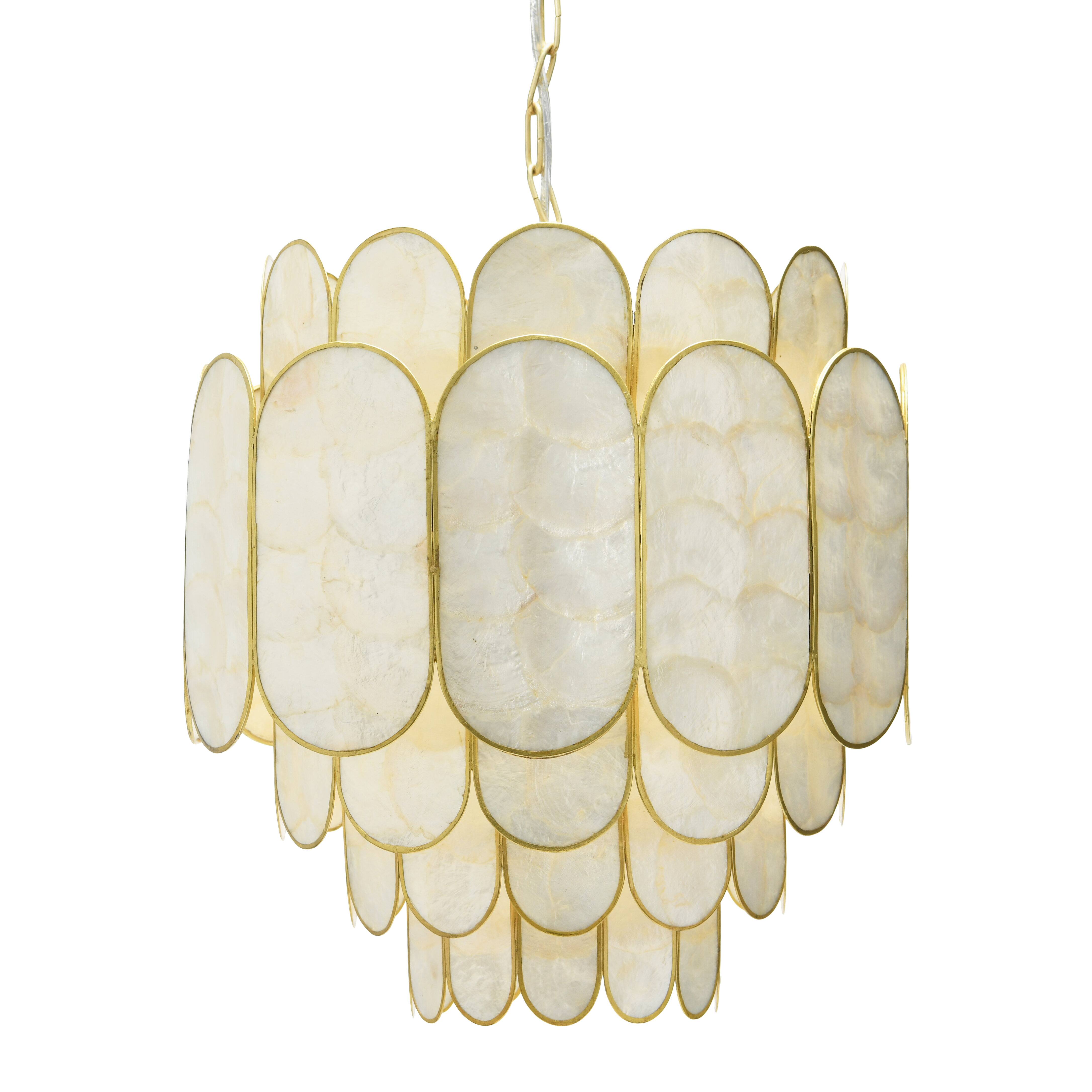 Hello Honey&#xAE; 17.5&#x22; 4-Tier Capiz and Metal Chandelier