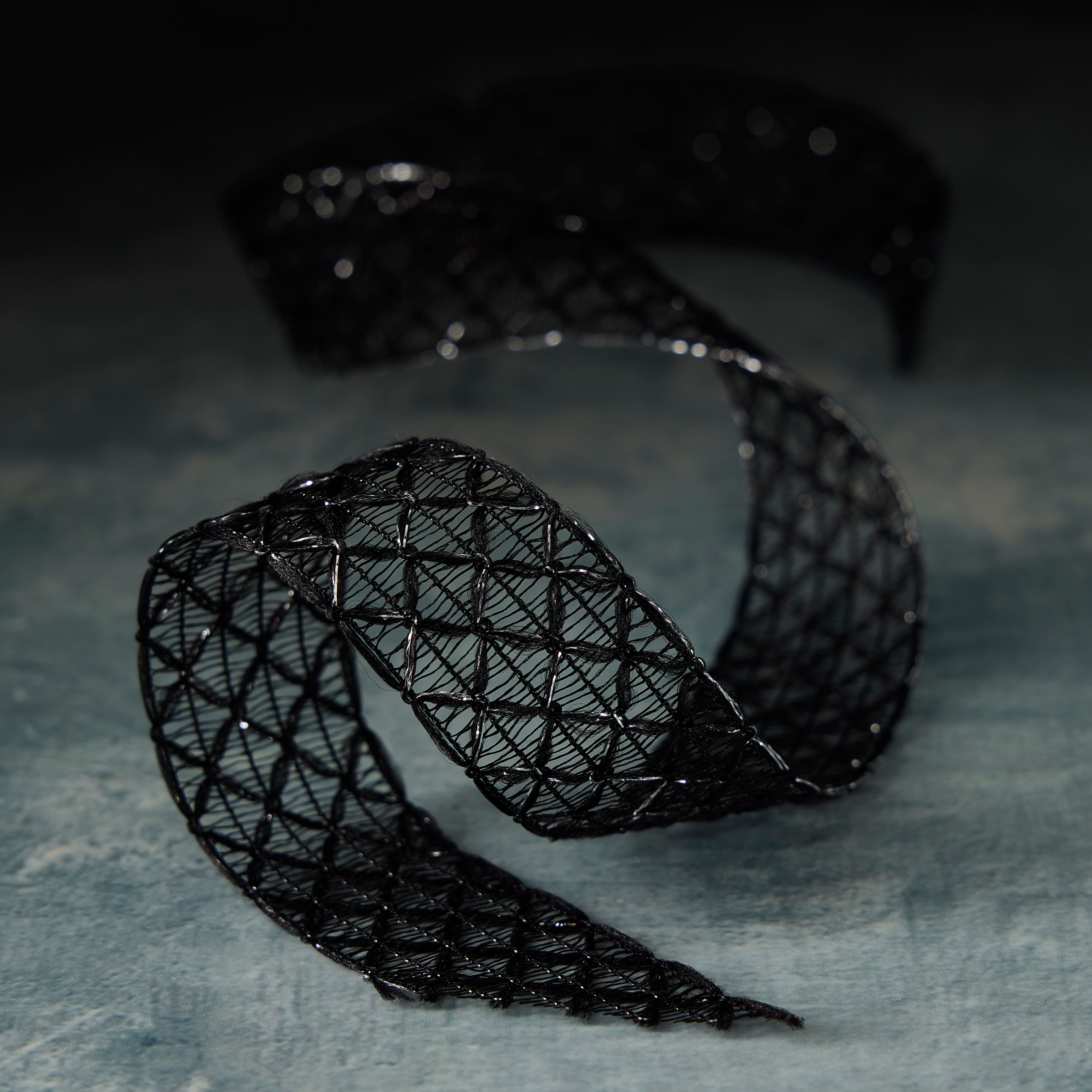1&#x22; x 3yd. Black Crochet Net Ribbon by Celebrate It&#x2122; Classic