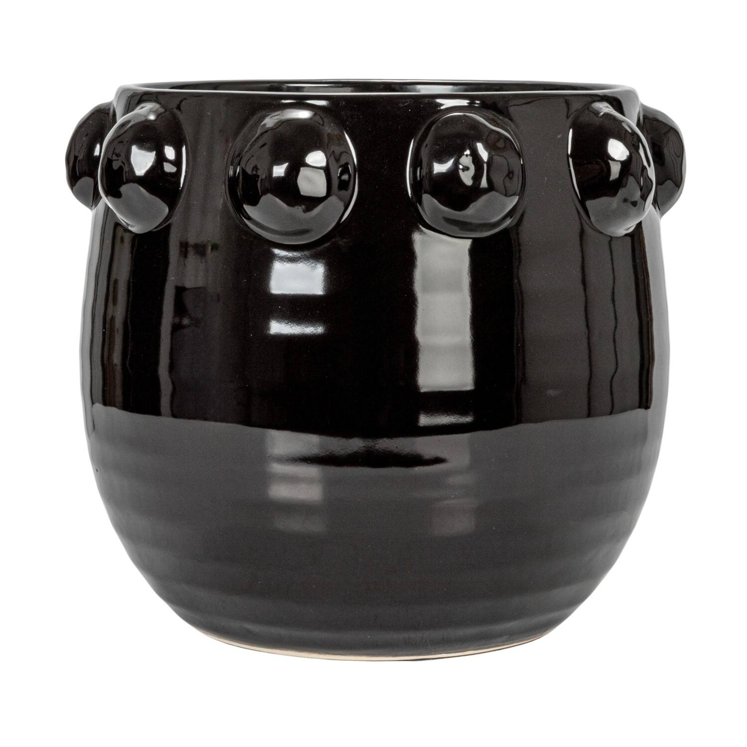 Hello Honey&#xAE; 10.5&#x22; Black Raised Dots Terra Cotta Planter
