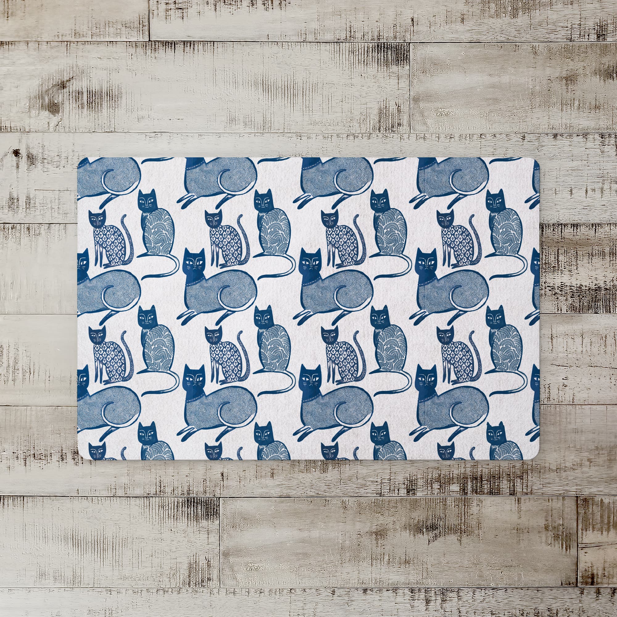 Blue Cat Pattern 27" x 18" Floor Mat