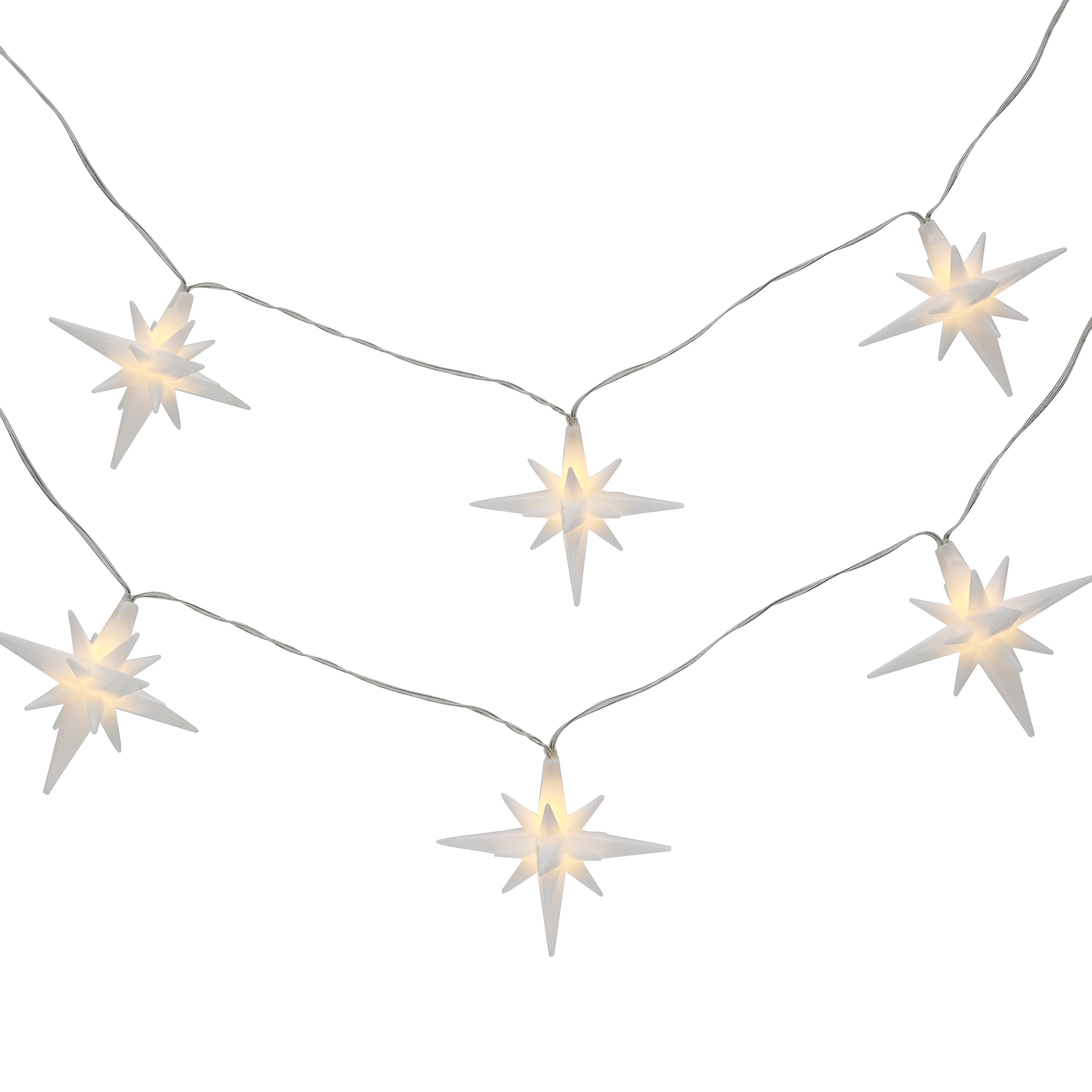 10ct. Warm White LED White Star Icon String Lights by Ashland&#xAE;