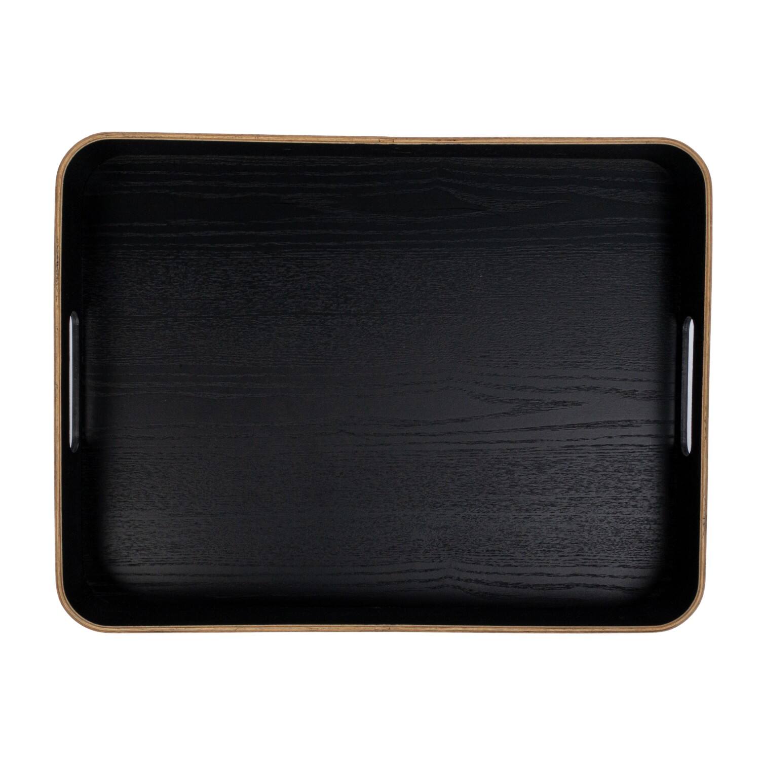 Hello Honey&#xAE; 19.75&#x22; Black Oak Wood Serving Tray with Handles