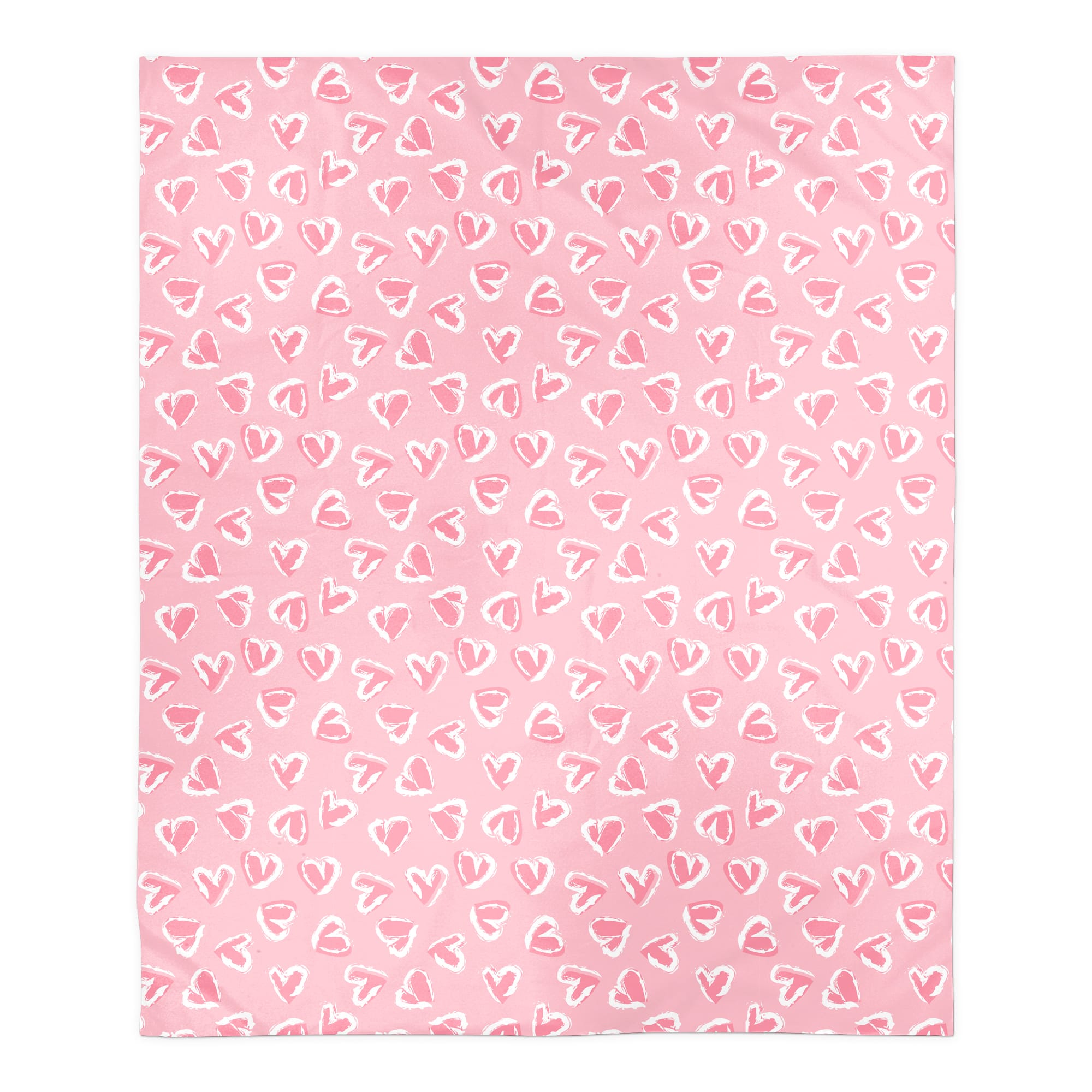 Pink Cute Hearts Sherpa Fleece Throw Blanket