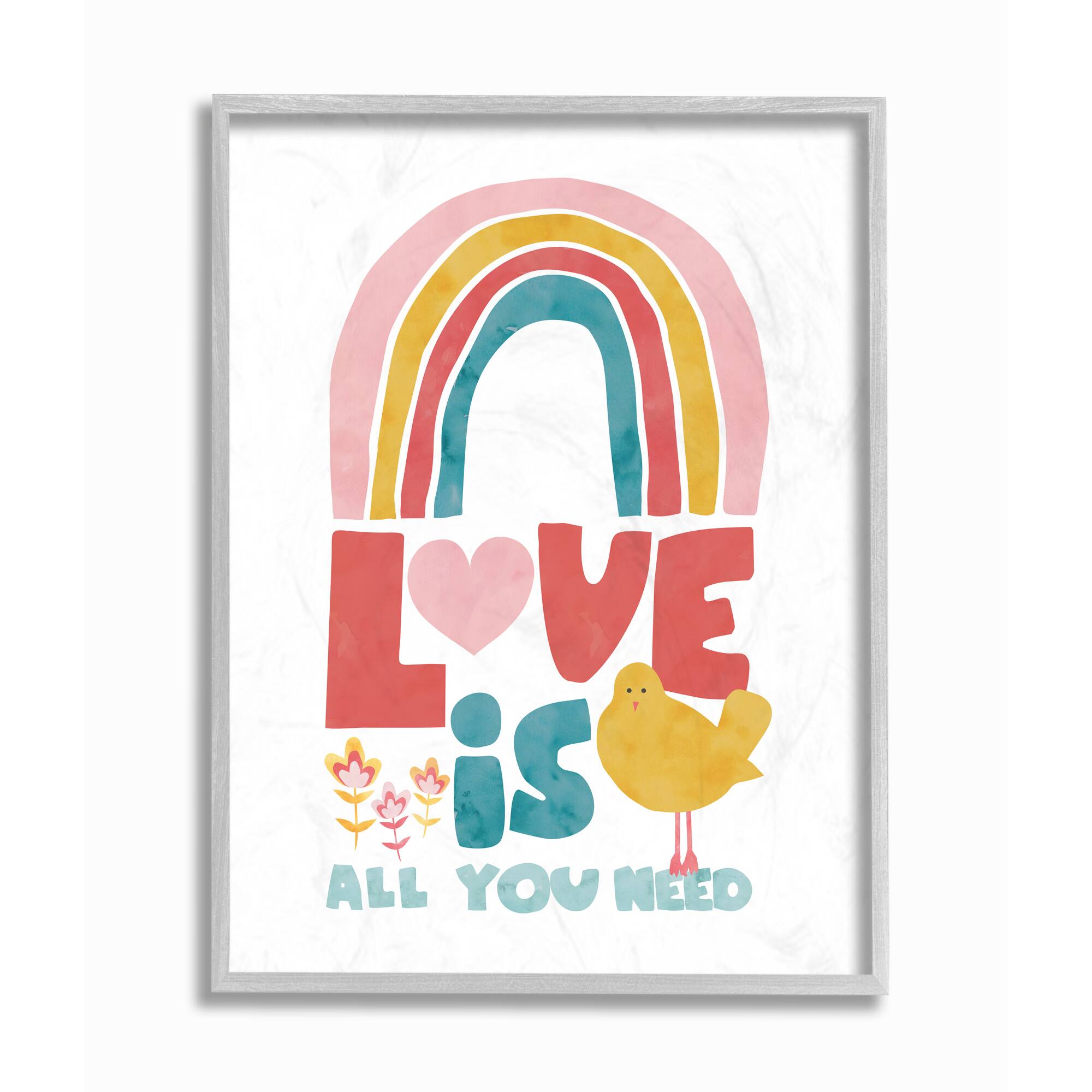 Stupell Industries Whimsical Kid's Rainbow Love Is All You Need Wall Art