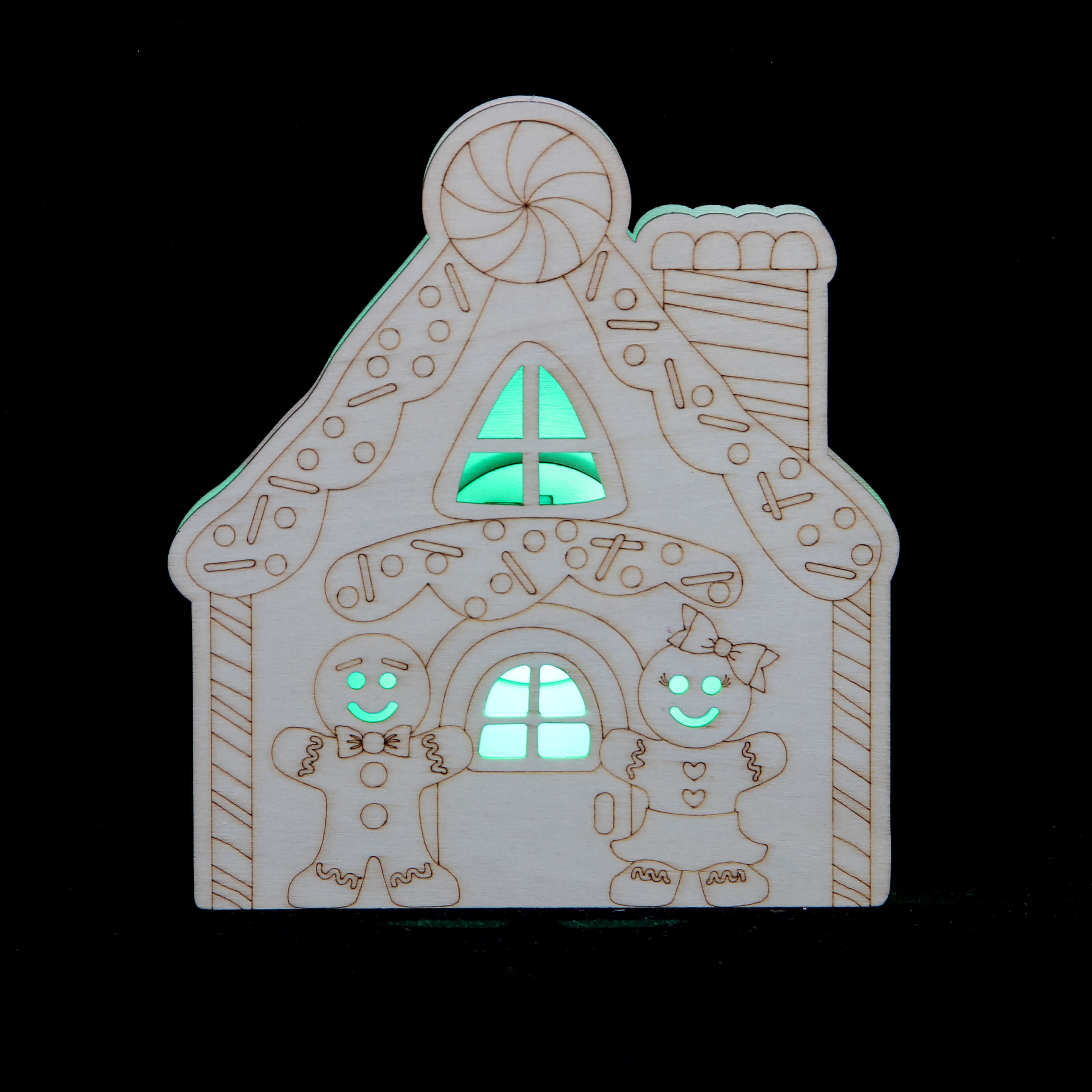 6.25&#x22; Unfinished Gingerbread House DIY LED Wood D&#xE9;cor by Make Market&#xAE;