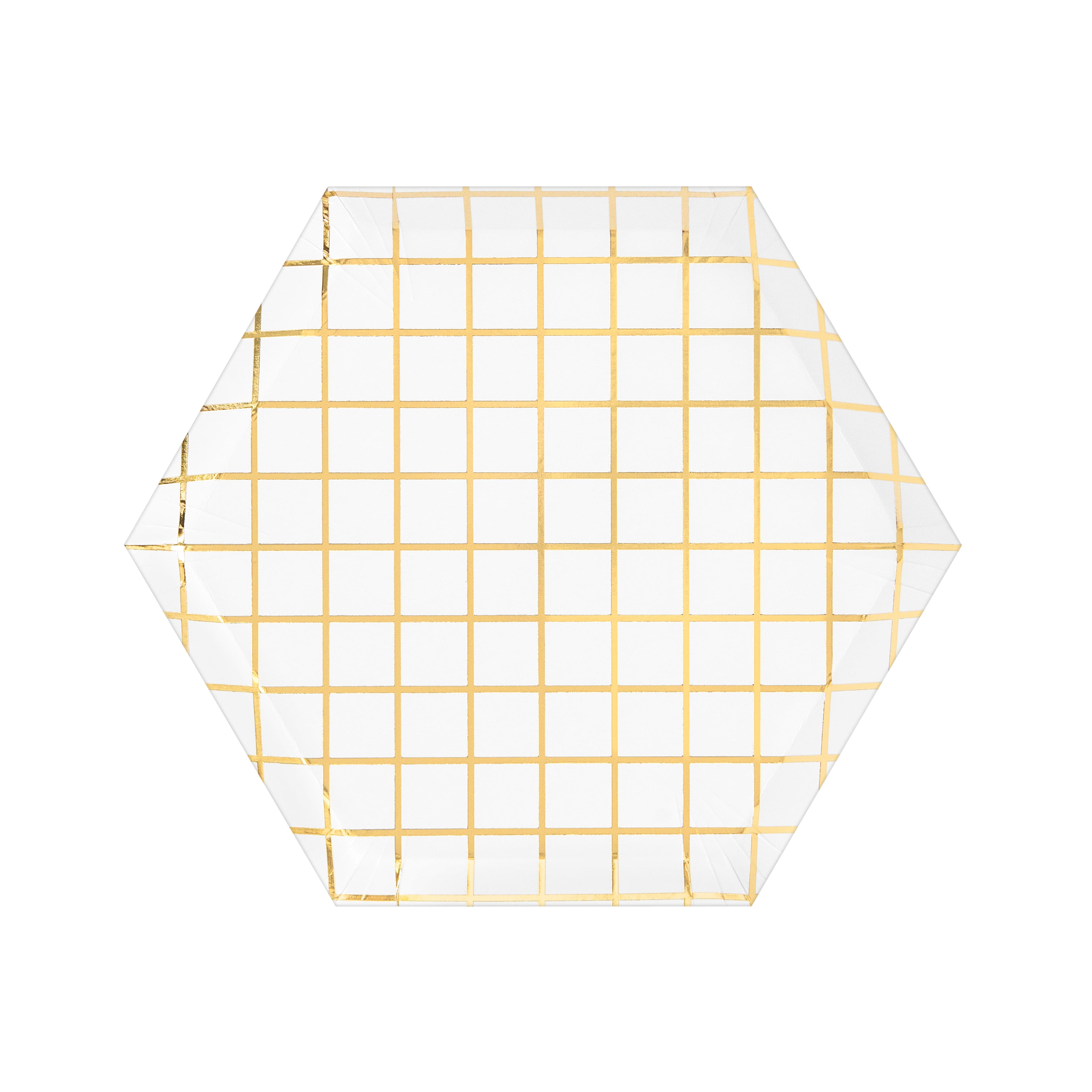 7.5&#x22; Metallic Grid Hexagon Paper Plates by Celebrate It&#x2122;, 8ct.