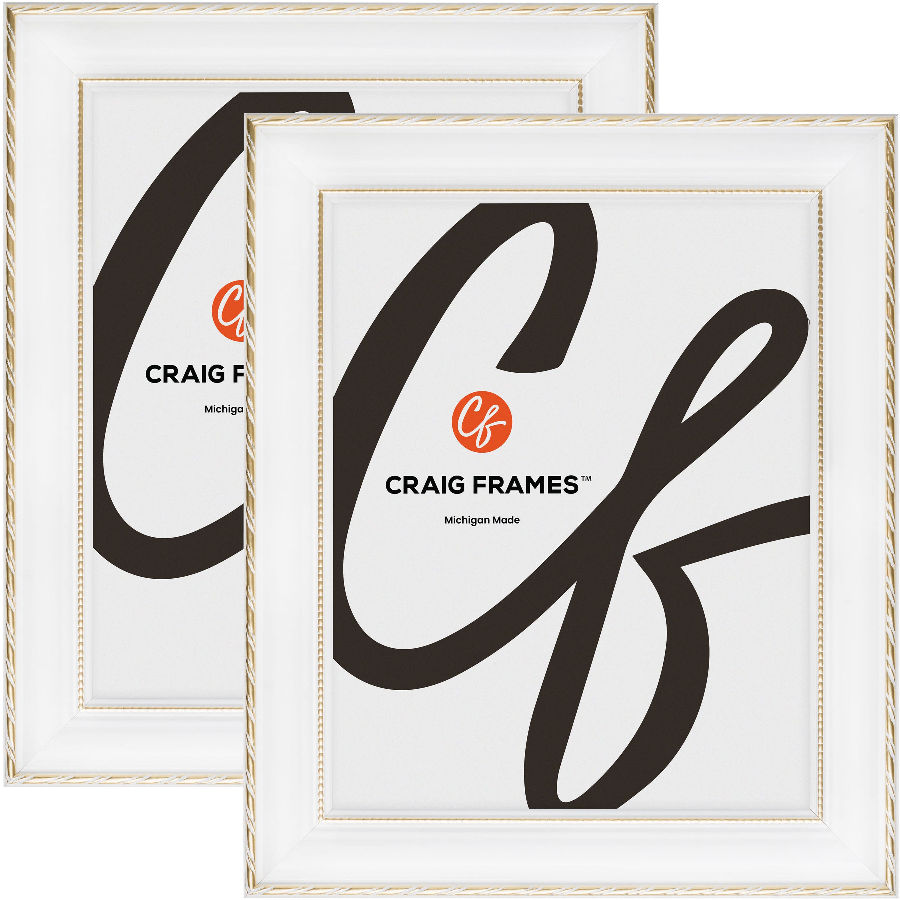 2 Pack Craig Frames Victoria White and Gold Picture Frame