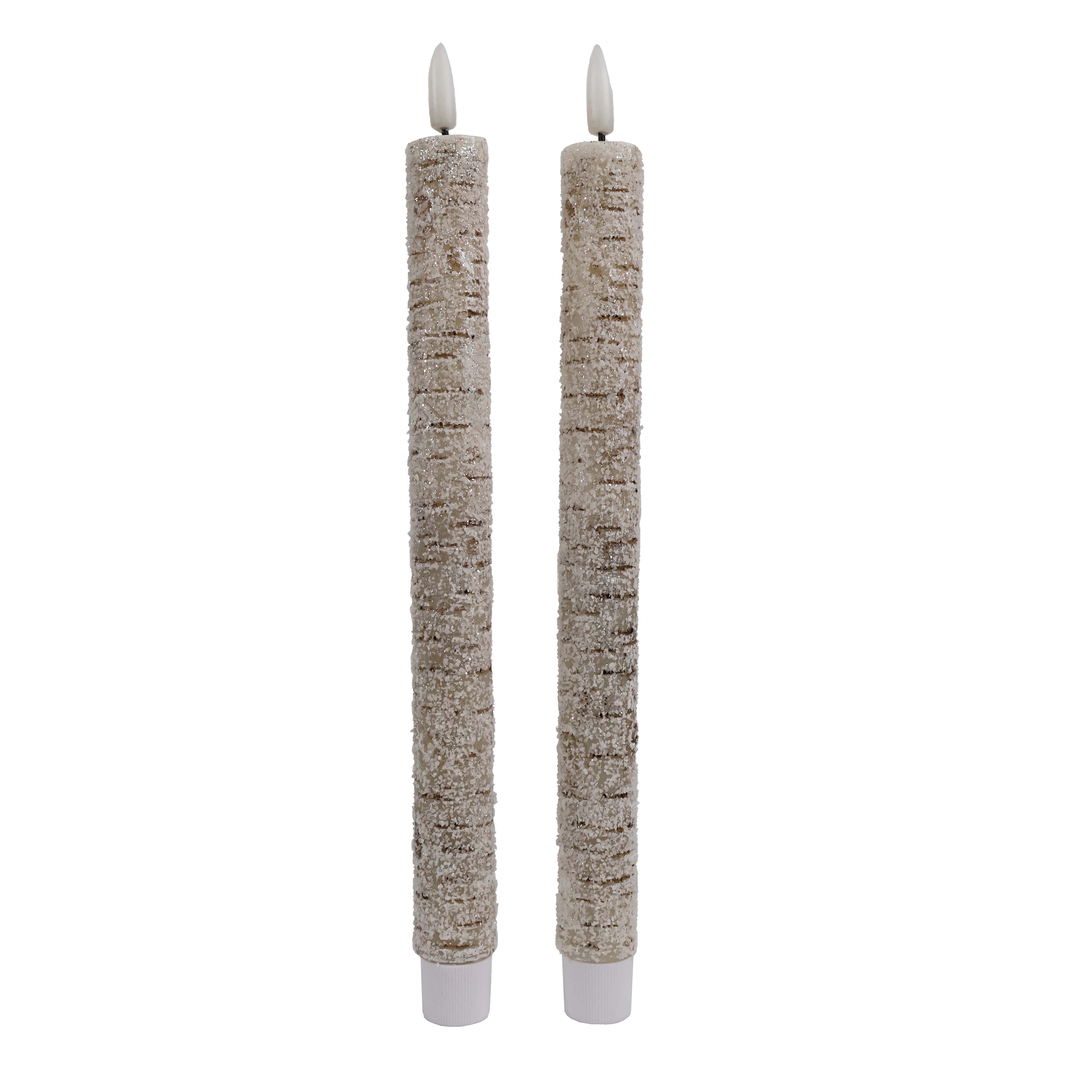 10.5&#x22; Frosted Birch LED Wax Taper Candles, 2ct. by Ashland&#xAE;