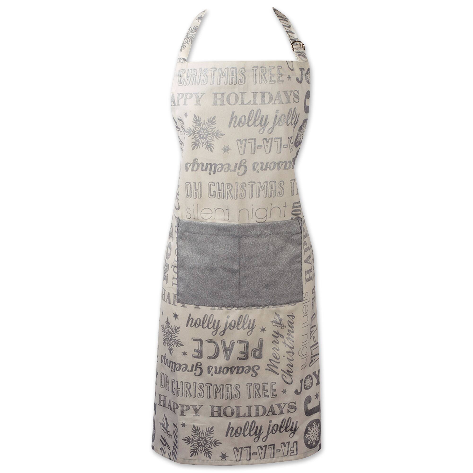 DII® Silver Christmas Collage Chef Apron