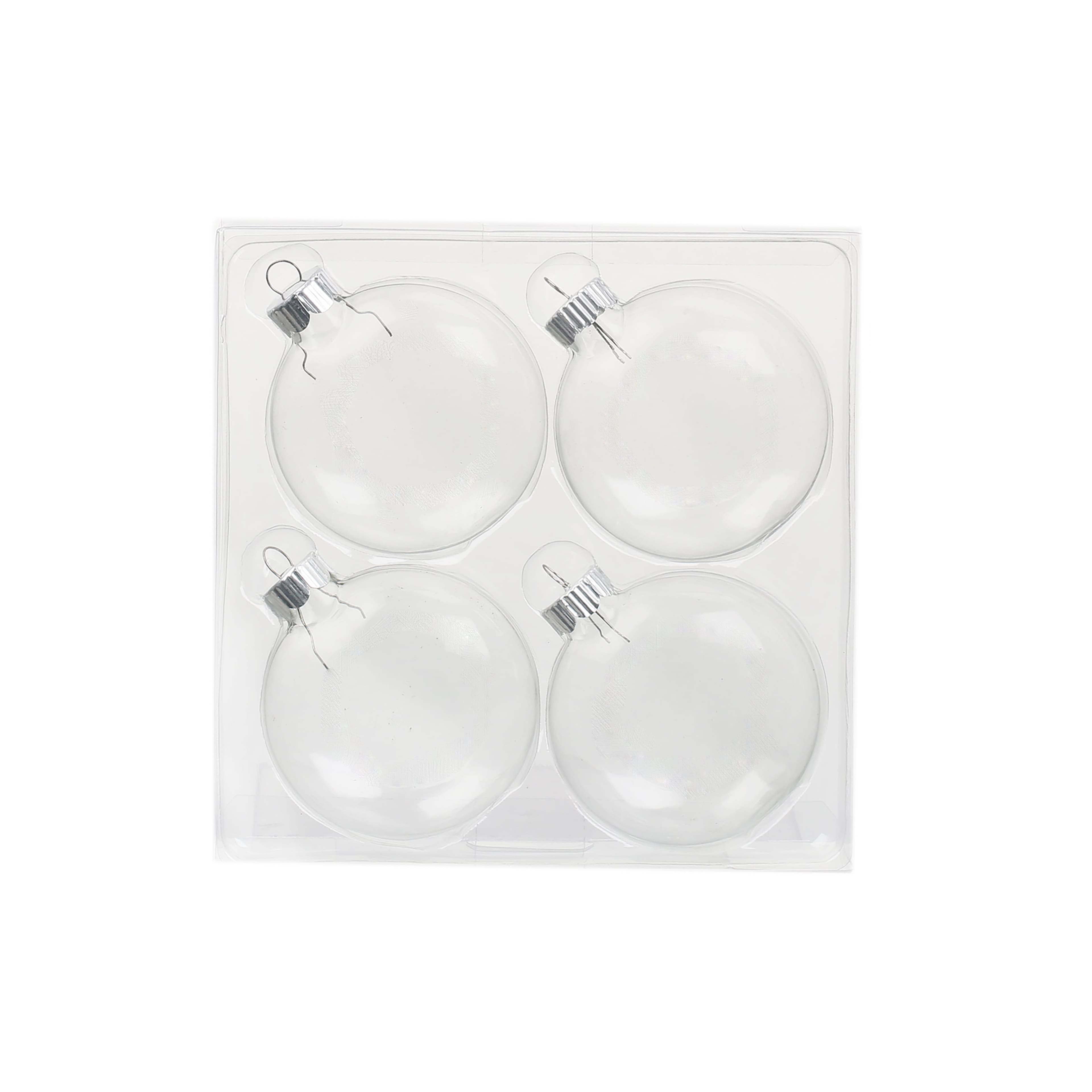 3.5&#x22; DIY Clear Glass Disc Ornaments, 4ct.