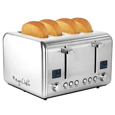 Cusimax 4-Slice Silver Stainless Steel Toaster With Display-Cusimax