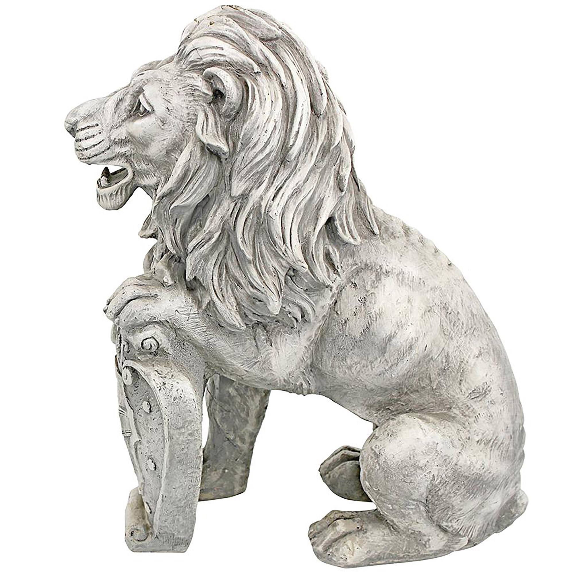 Design Toscano 17" Left Paw Up Roaring Beasts of Castello di Rocca Lion Sentinel Statue