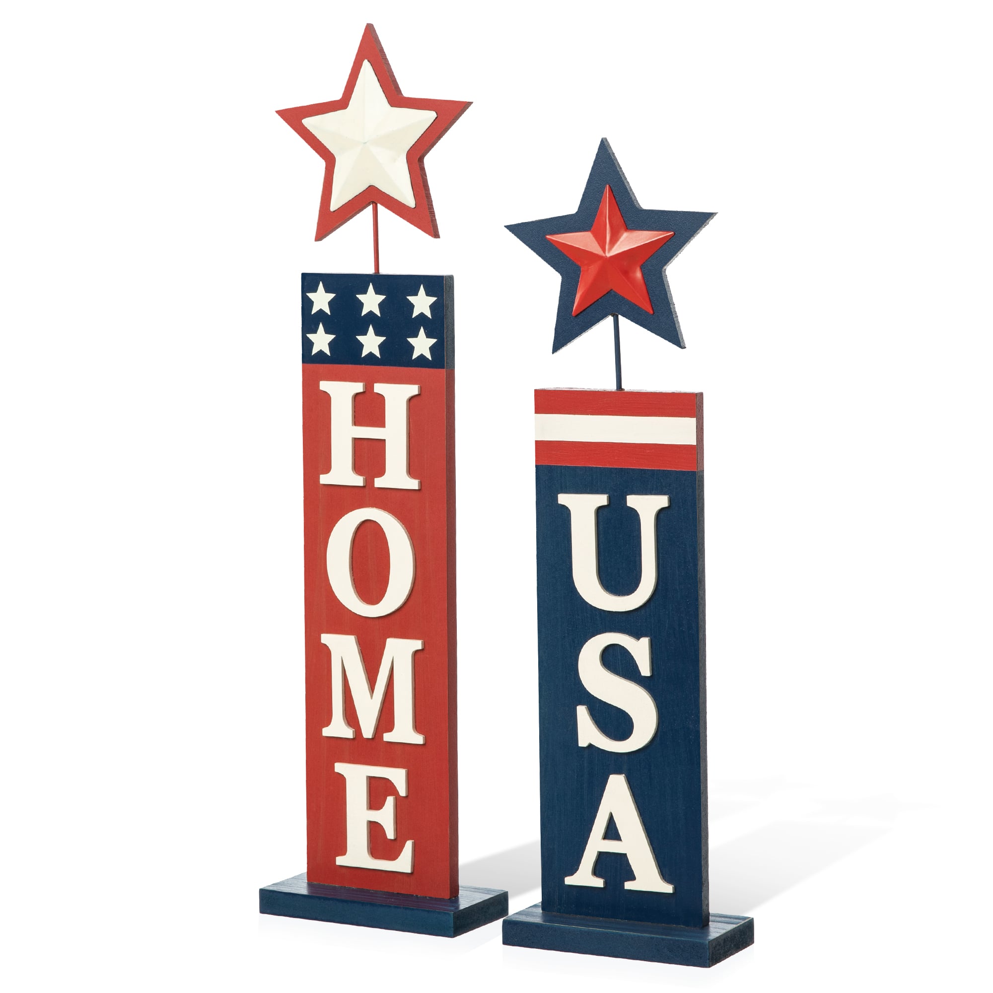 Glitzhome&#xAE; Americana Firecracker Table Sign Set