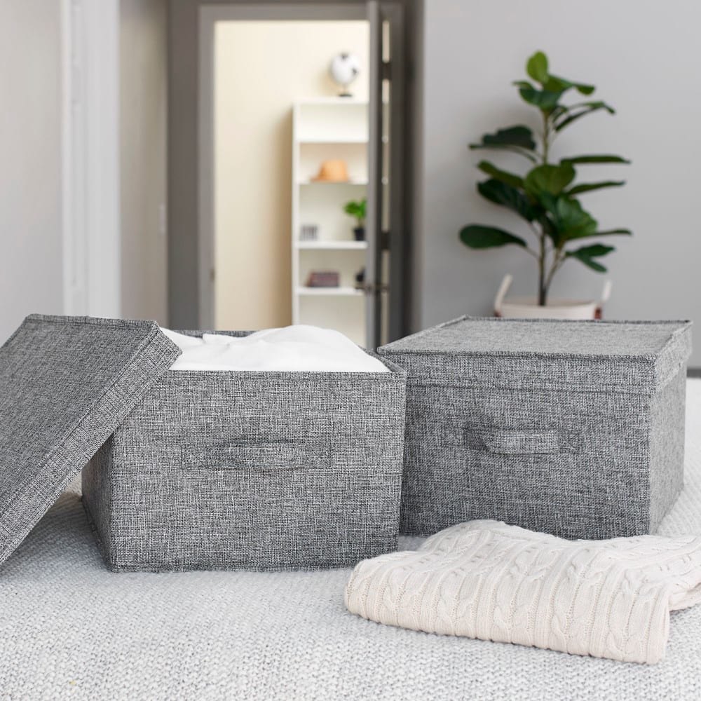 Household Essentials Fabric Storage Bin with Lid, 2ct.