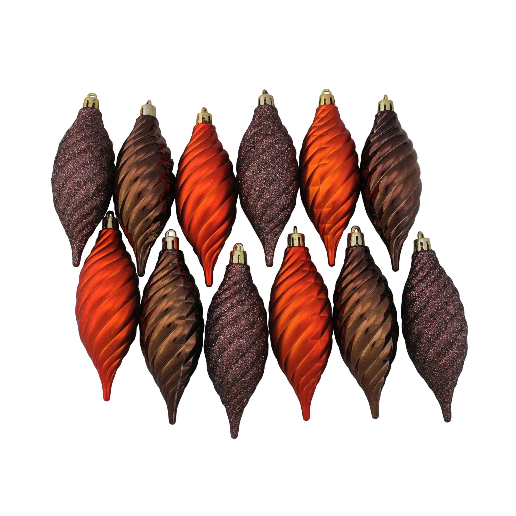 125ct. Chocolate Brown &#x26; Burnt Orange Shatterproof 4-Finish Christmas Ornaments