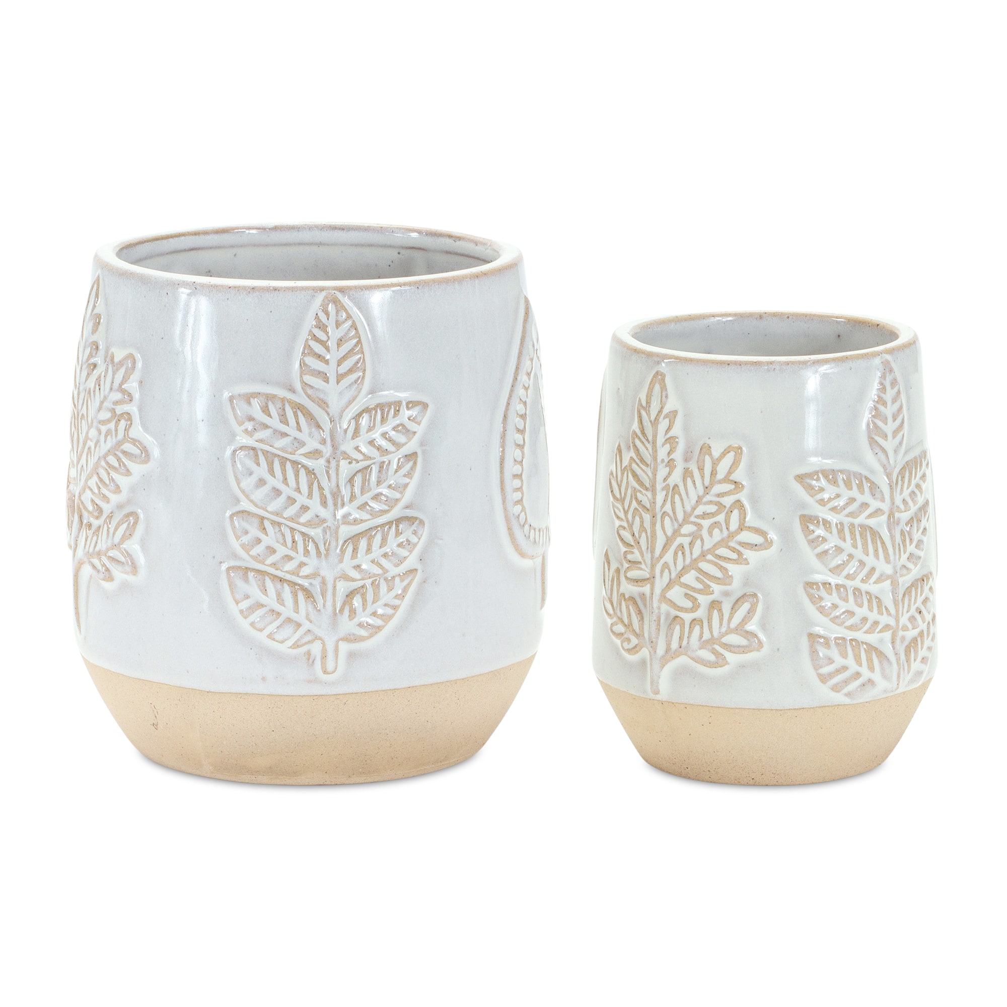 Decorative Leaf Print Porcelain Pot Set
