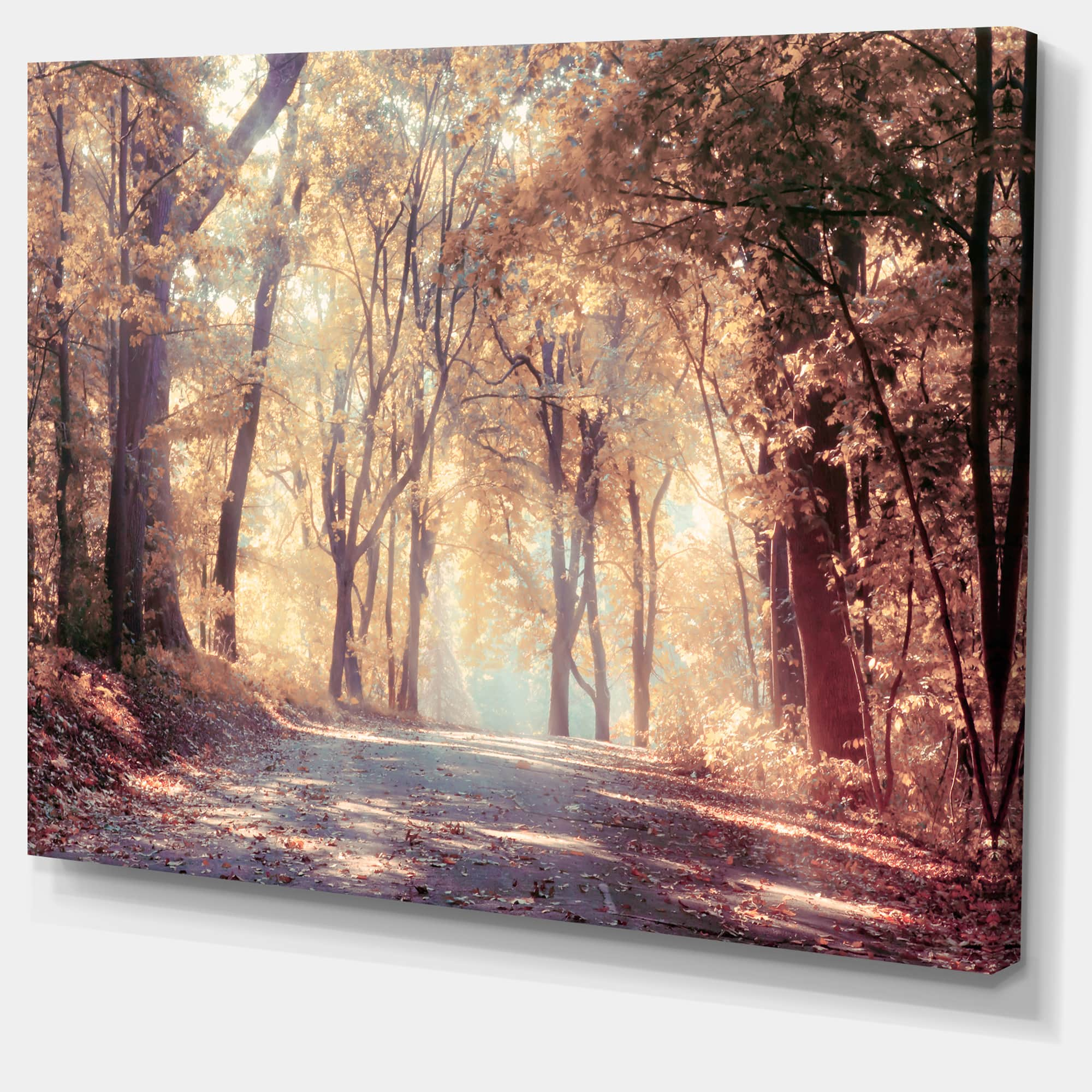 Designart - Golden Autumn Beautiful Forest - Landscape Canvas Art Print