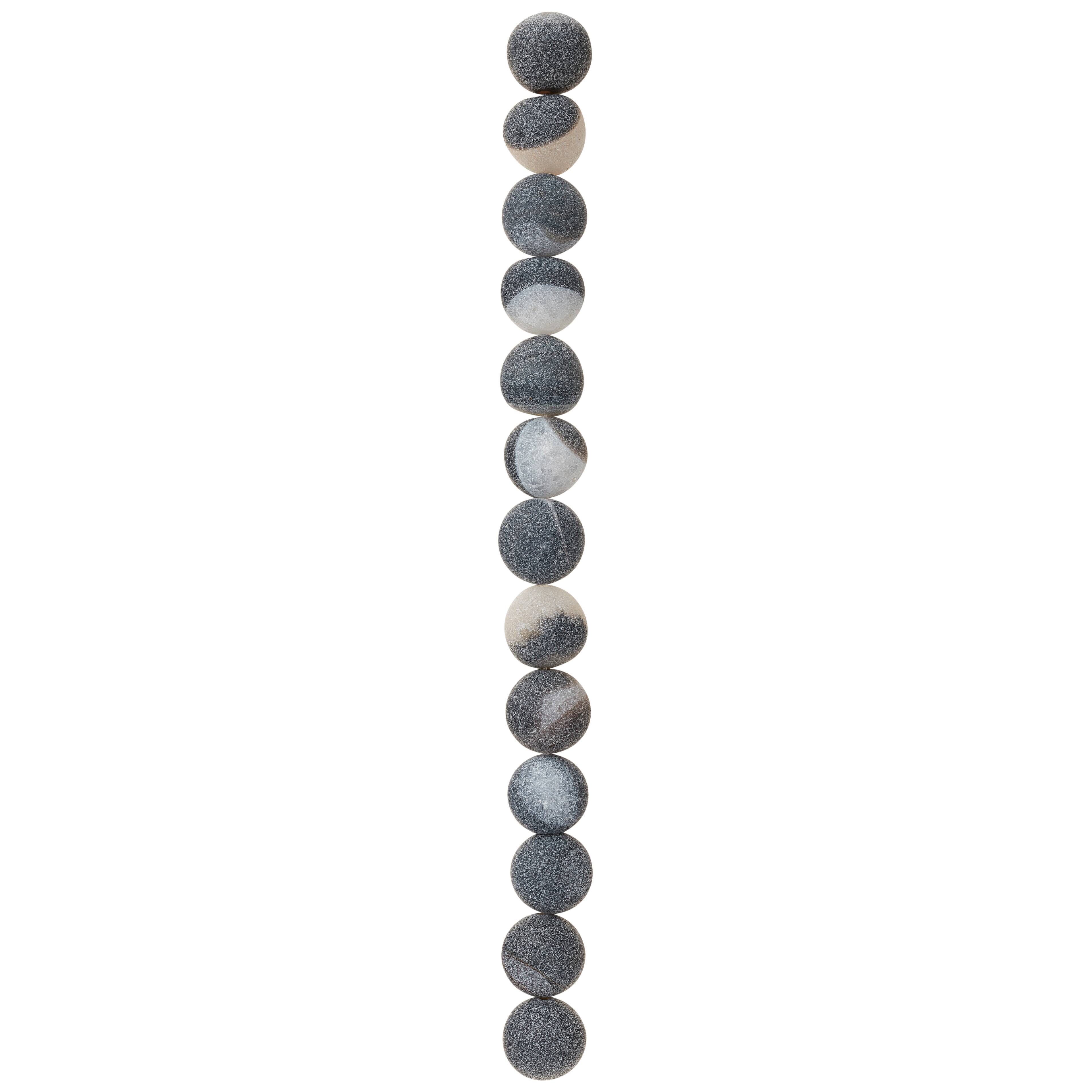 Gray Agate Round Beads, 12mm by Bead Landing™