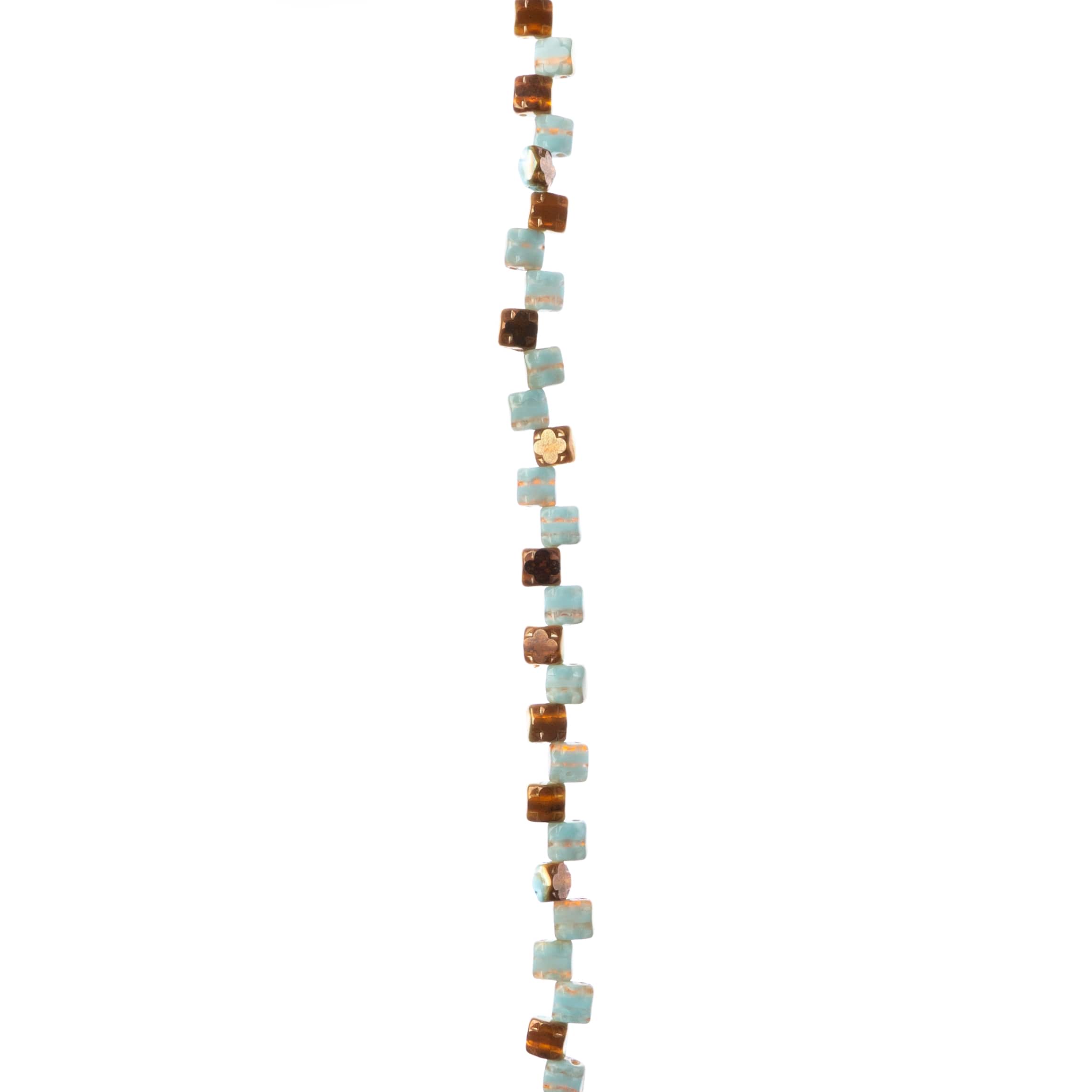 Blue &#x26; Brown Czech Glass Cube Beads, 6mm by Bead Landing&#x2122;