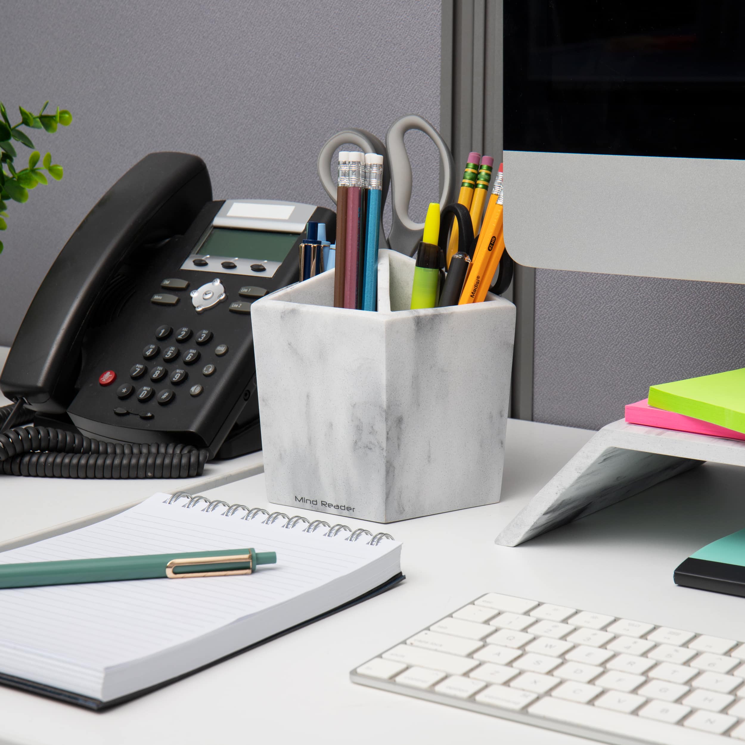 Mind Reader Marbella Collection White 5-Section Pen & Accessory Holder