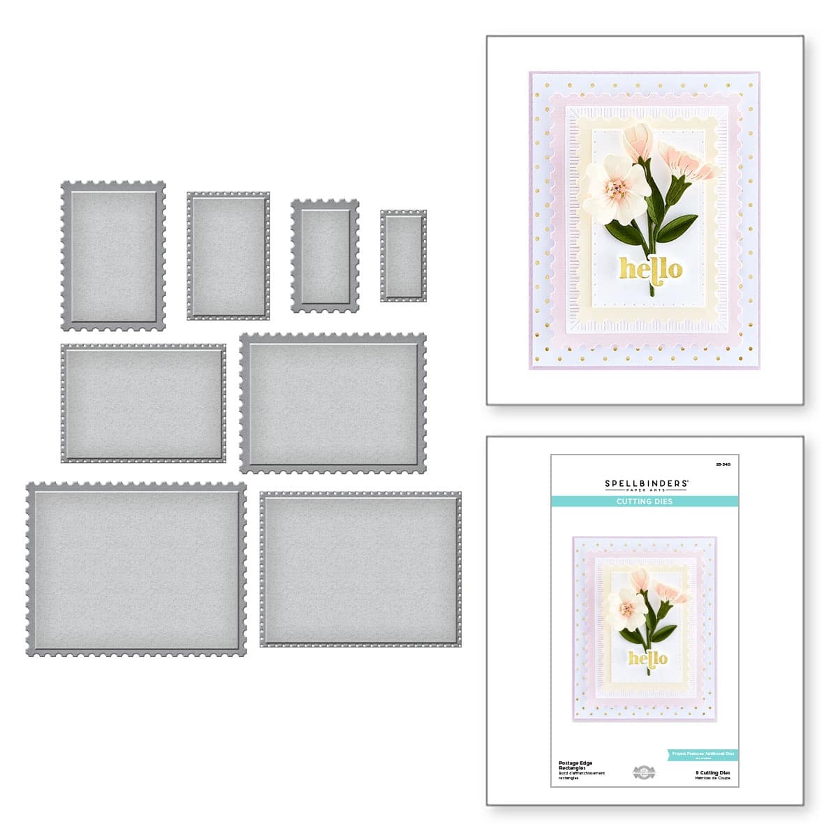 Spellbinders&#xAE; Postage Edge Rectangles by Becca Feeken Etched Cutting Die Set