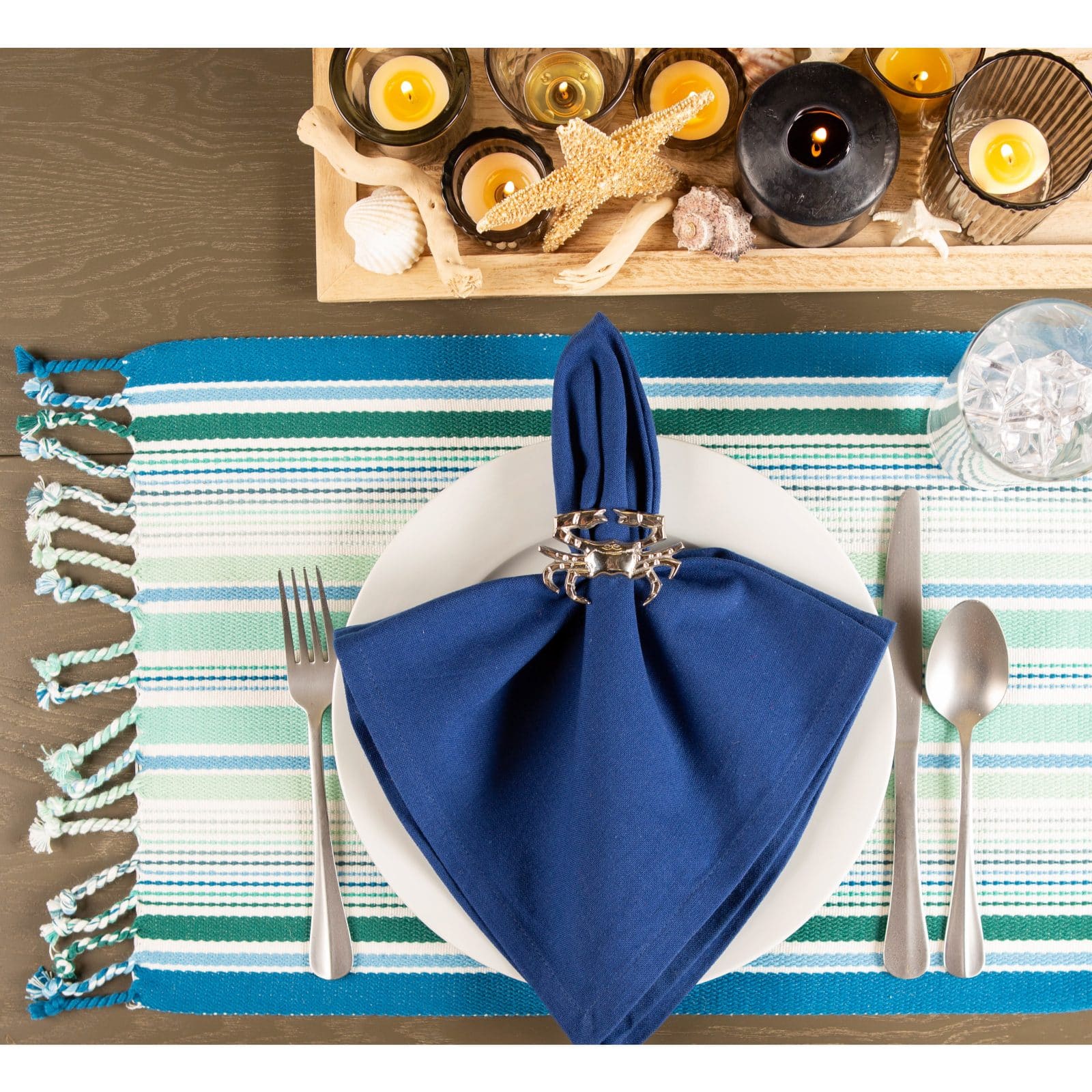 DII® Tidal Stripe Fringed Placemat Set, 6ct.