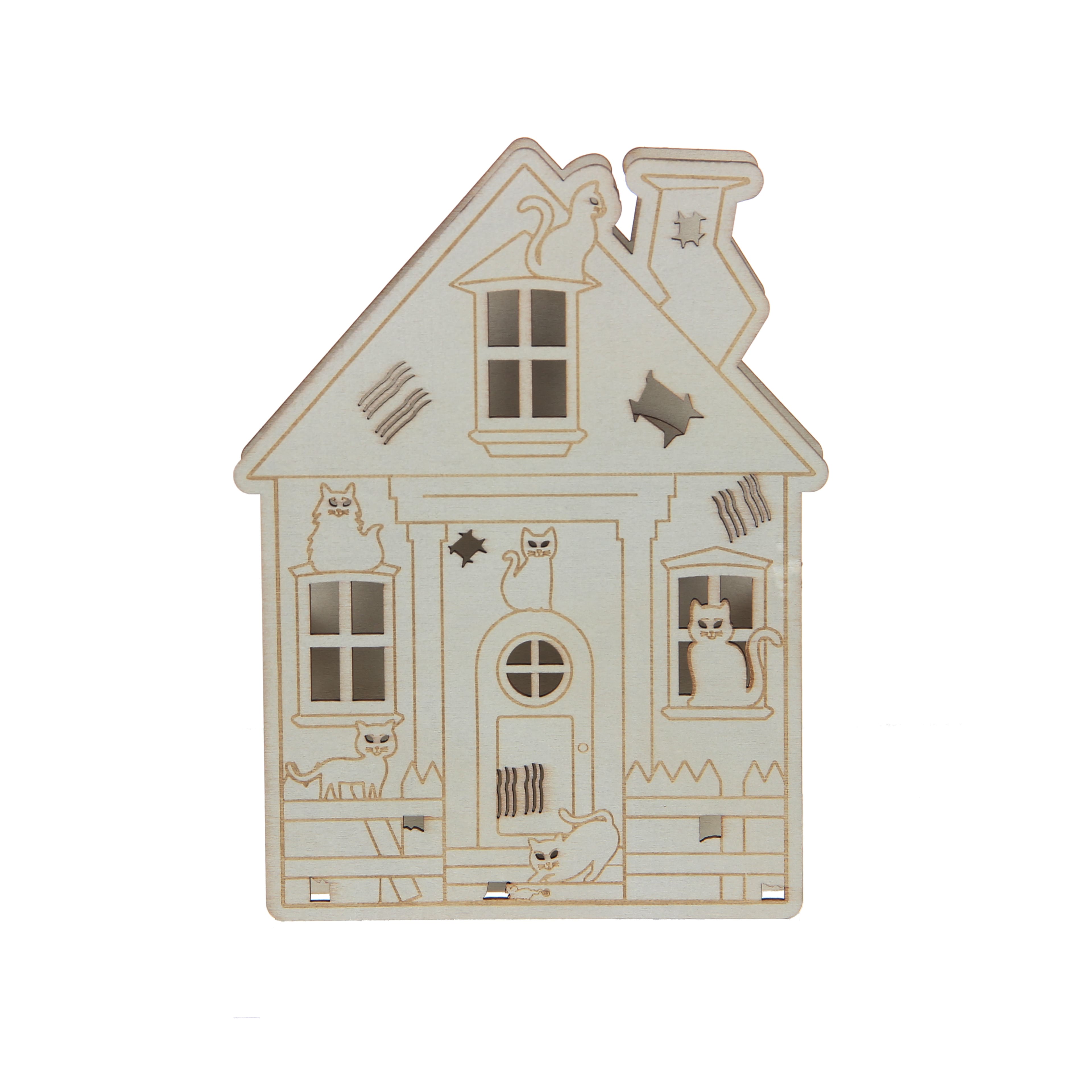 7.5" DIY Cat House LED Wood Décor by Make Market®