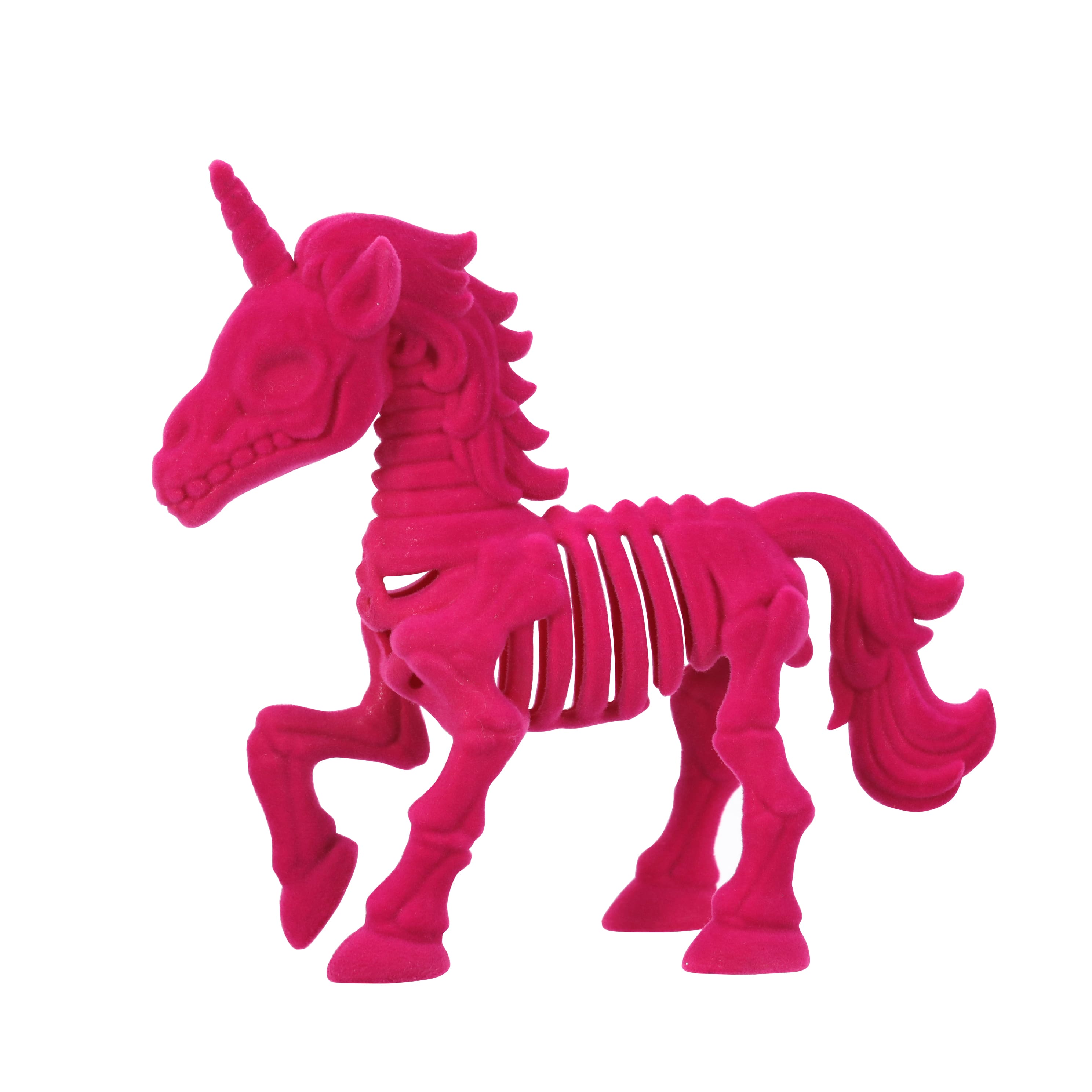 7&#x22; Hot Pink Flocked Skeleton Unicorn Decoration by Ashland&#xAE;