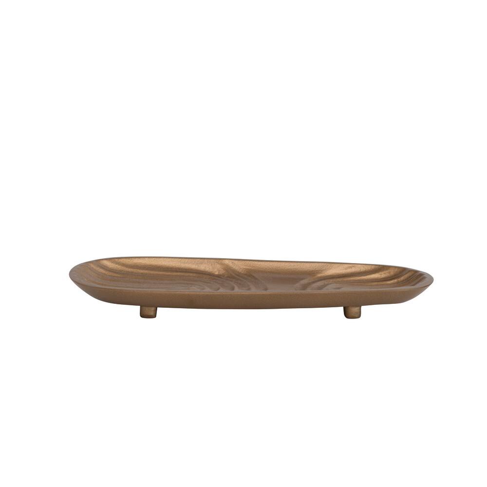 Hello Honey&#xAE; 11&#x22; Matte Gold Finish Decorative Metal Tray with Feet