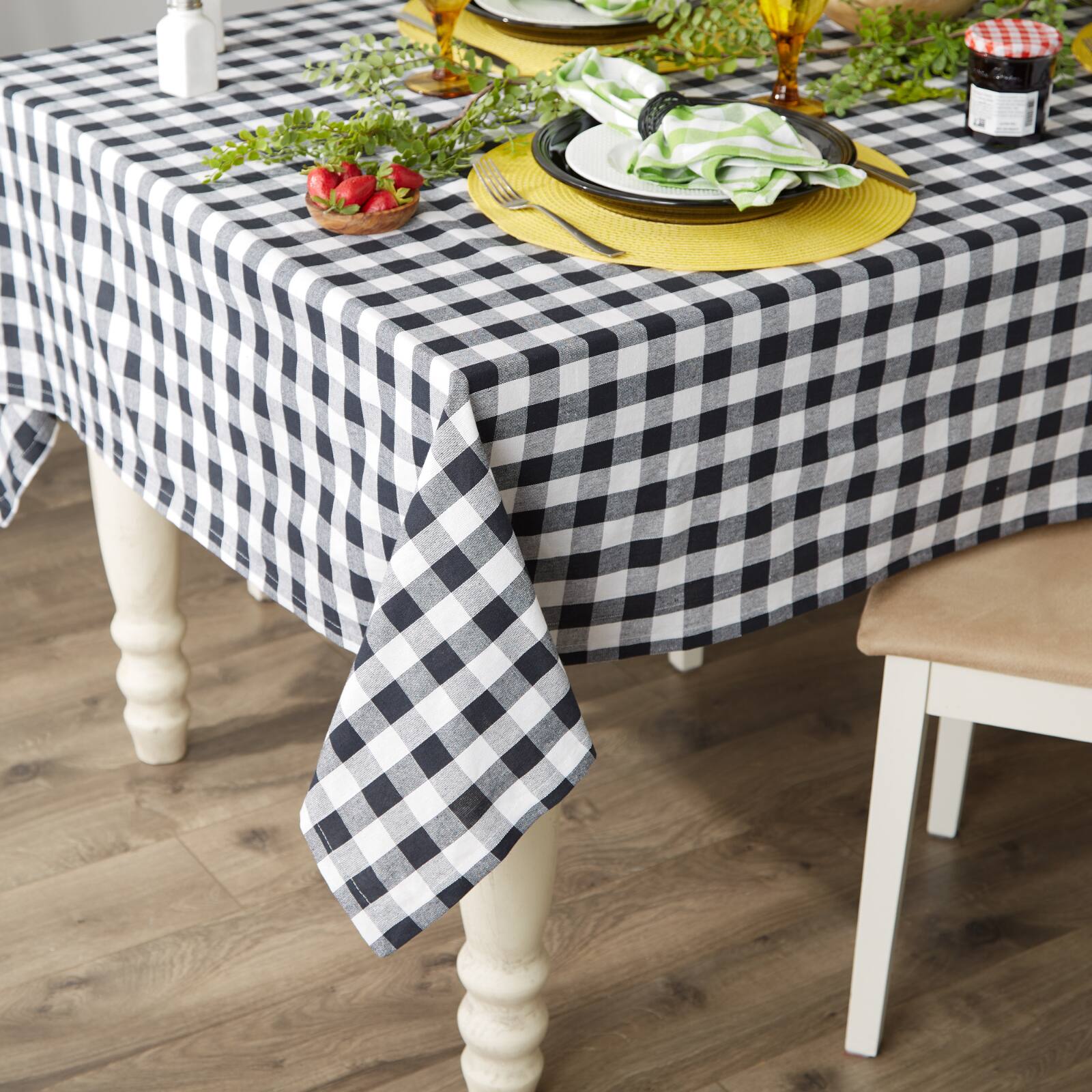 White Checkers Tablecloth 52" x 52