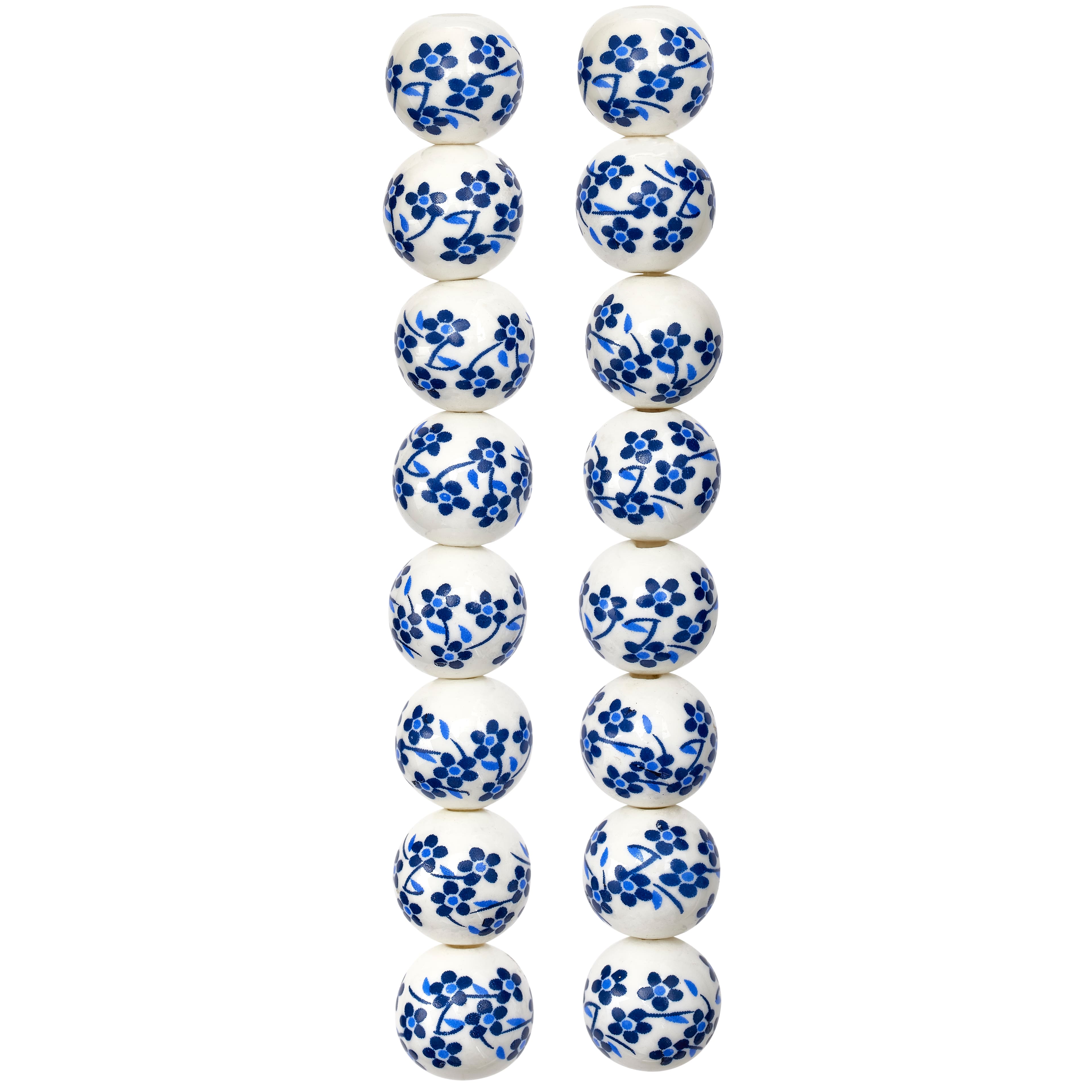 12 Pack: White & Sapphire Ceramic Round Beads, 12mm by Bead Landing™