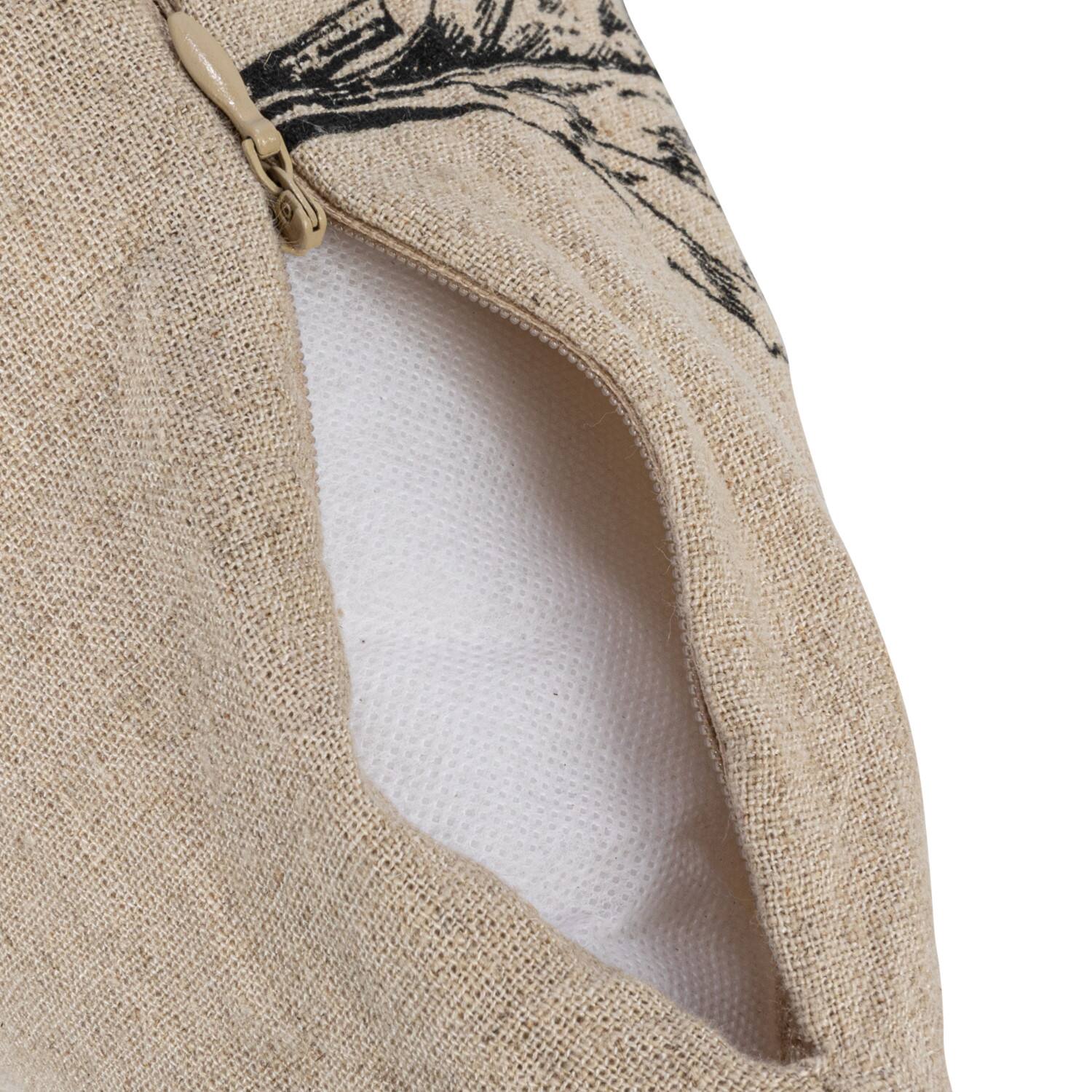 Hello Honey® Cream & Black Flower Prints Linen Blend Pillow with Patches Set