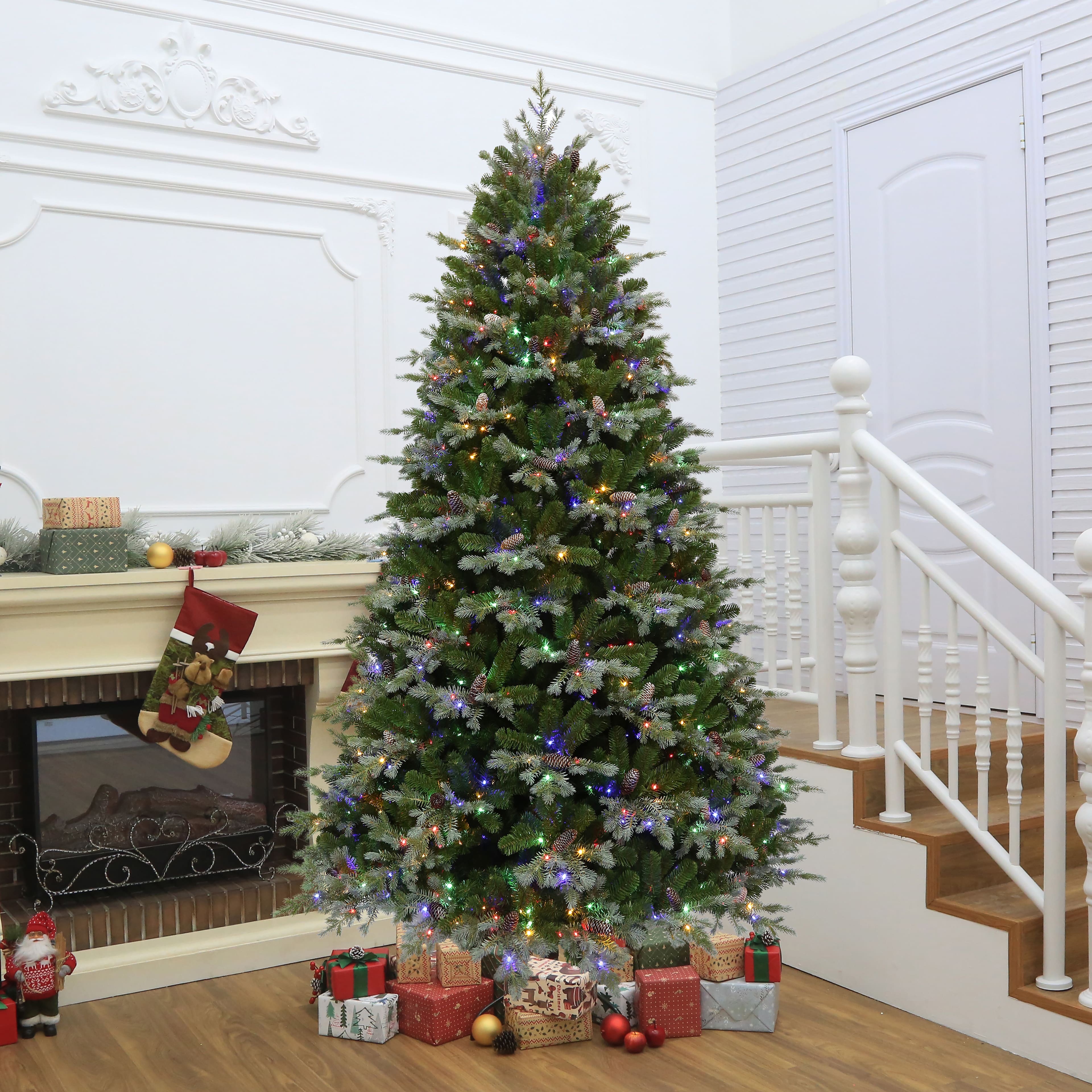 9ft. Pre-Lit Blue Mountain Spruce Realistic Artificial Christmas Tree, Colour Changing Micro LED Lights by Ashland&#xAE;