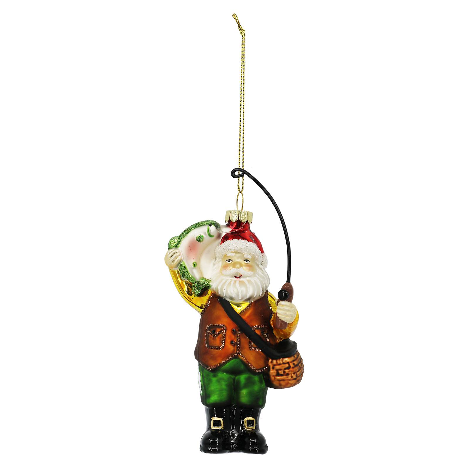 Ornement de p&#xE8;re No&#xEB;l qui p&#xEA;che en verre de 13,3&#xA0;cm d&#x2019;Ashland