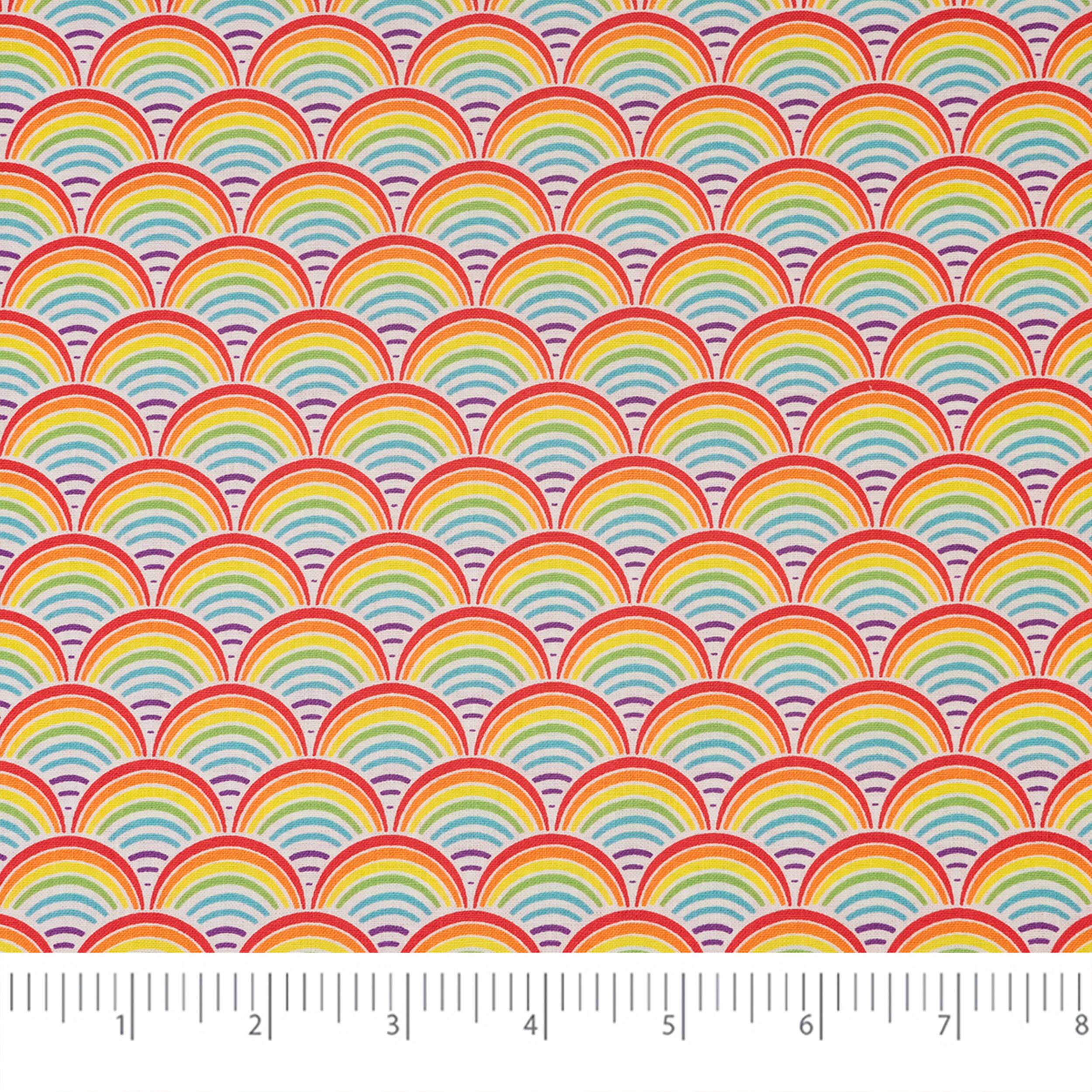 SINGER Rainbow Geo Scallops Cotton Fabric