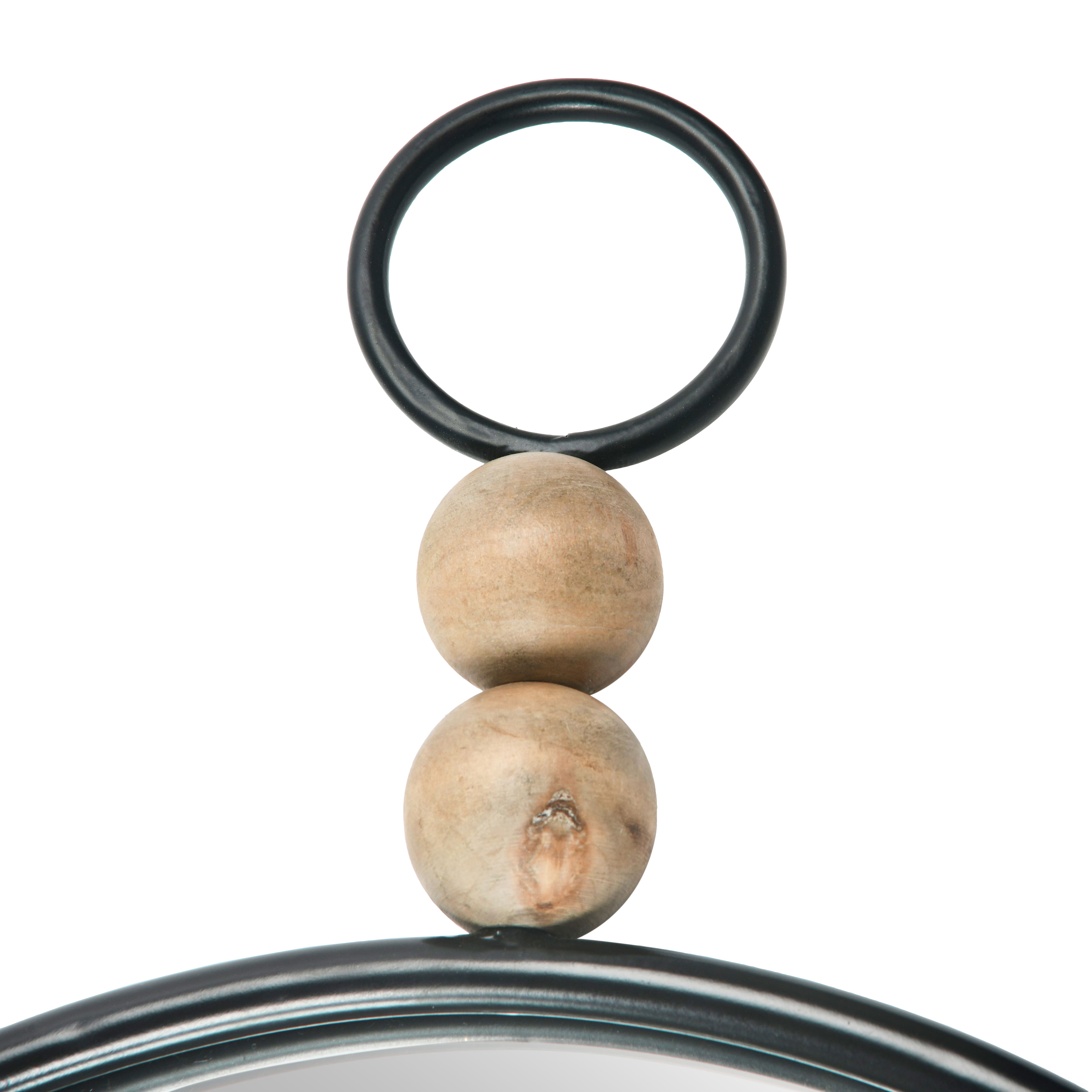 Hello Honey&#xAE; Black Oval Metal Wall Mirror with Wood Beads