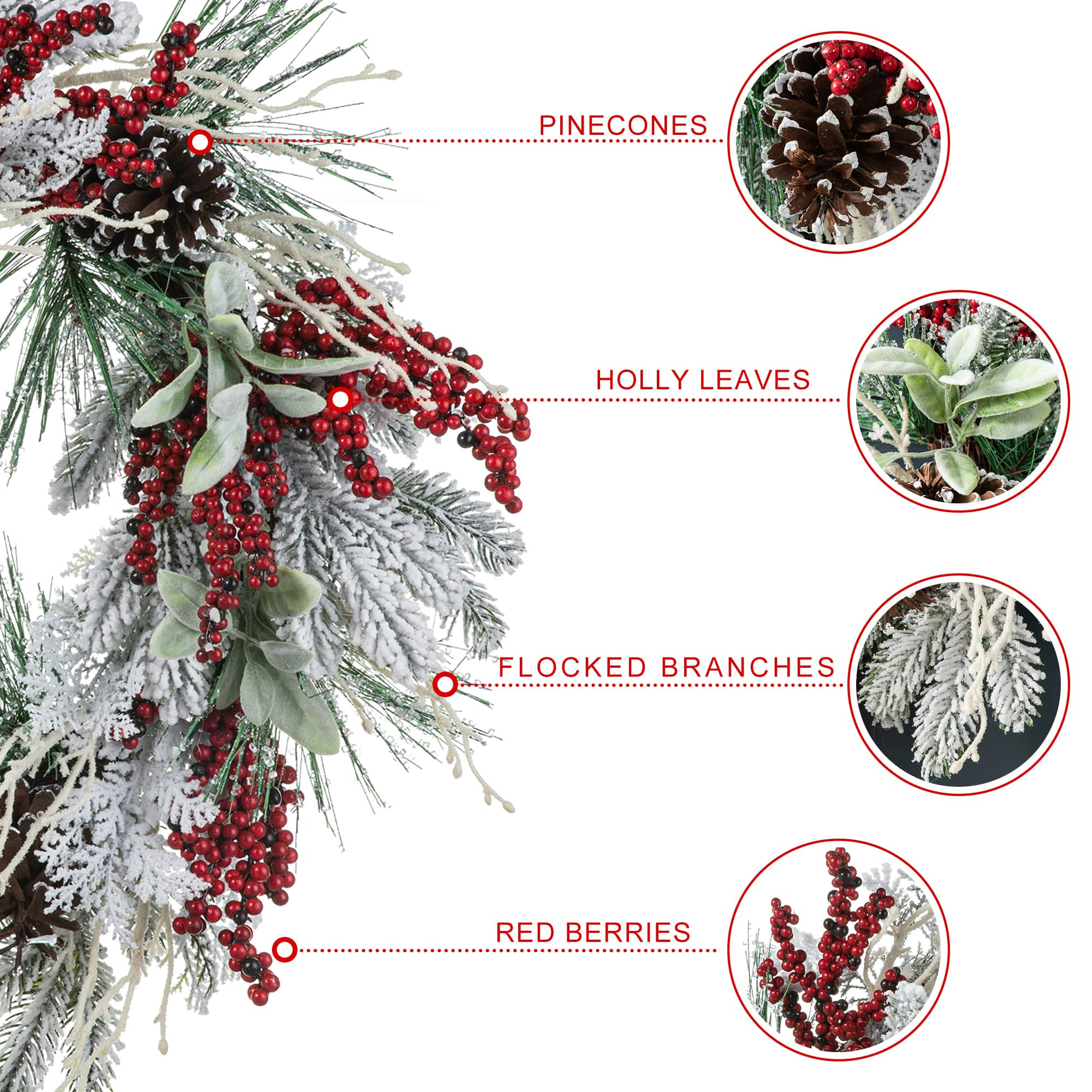 Glitzhome&#xAE; 24&#x22; Christmas Snowy Pinecone &#x26; Berry Wreath