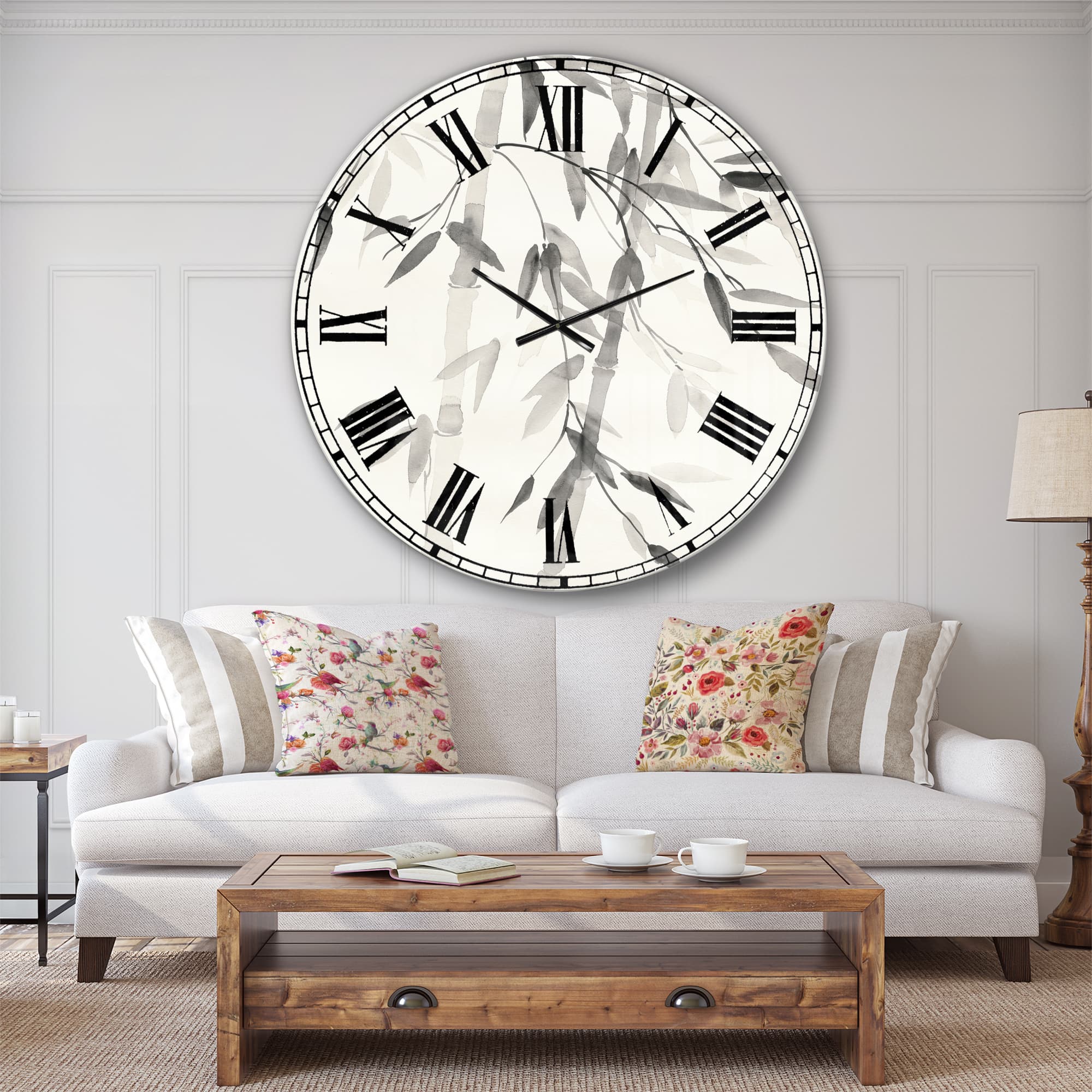 Designart &#x27;Simplist Bamboo Leaves V Lodge Wall Clock