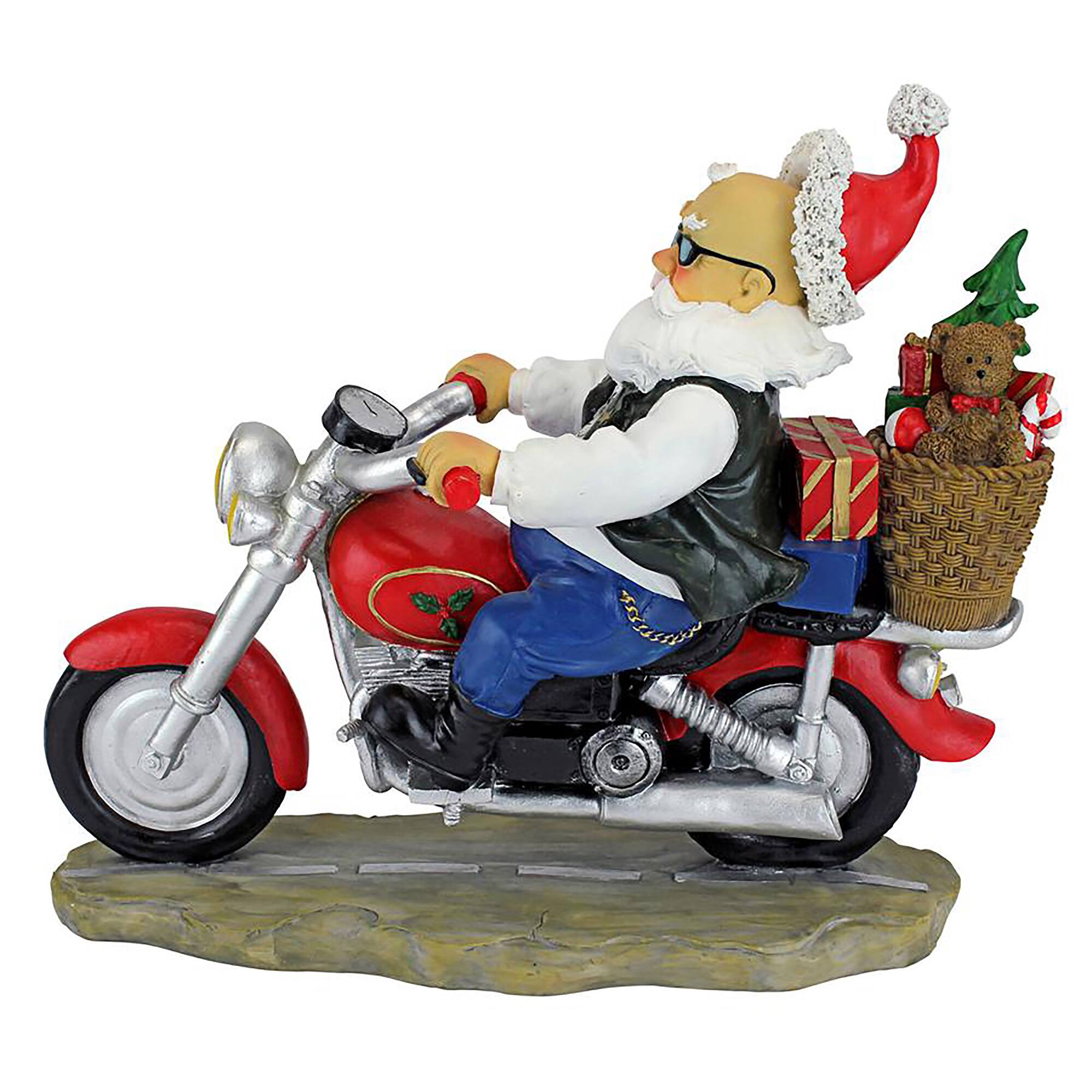 11&#x22; Old School Father Christmas Santa Biker Statue
