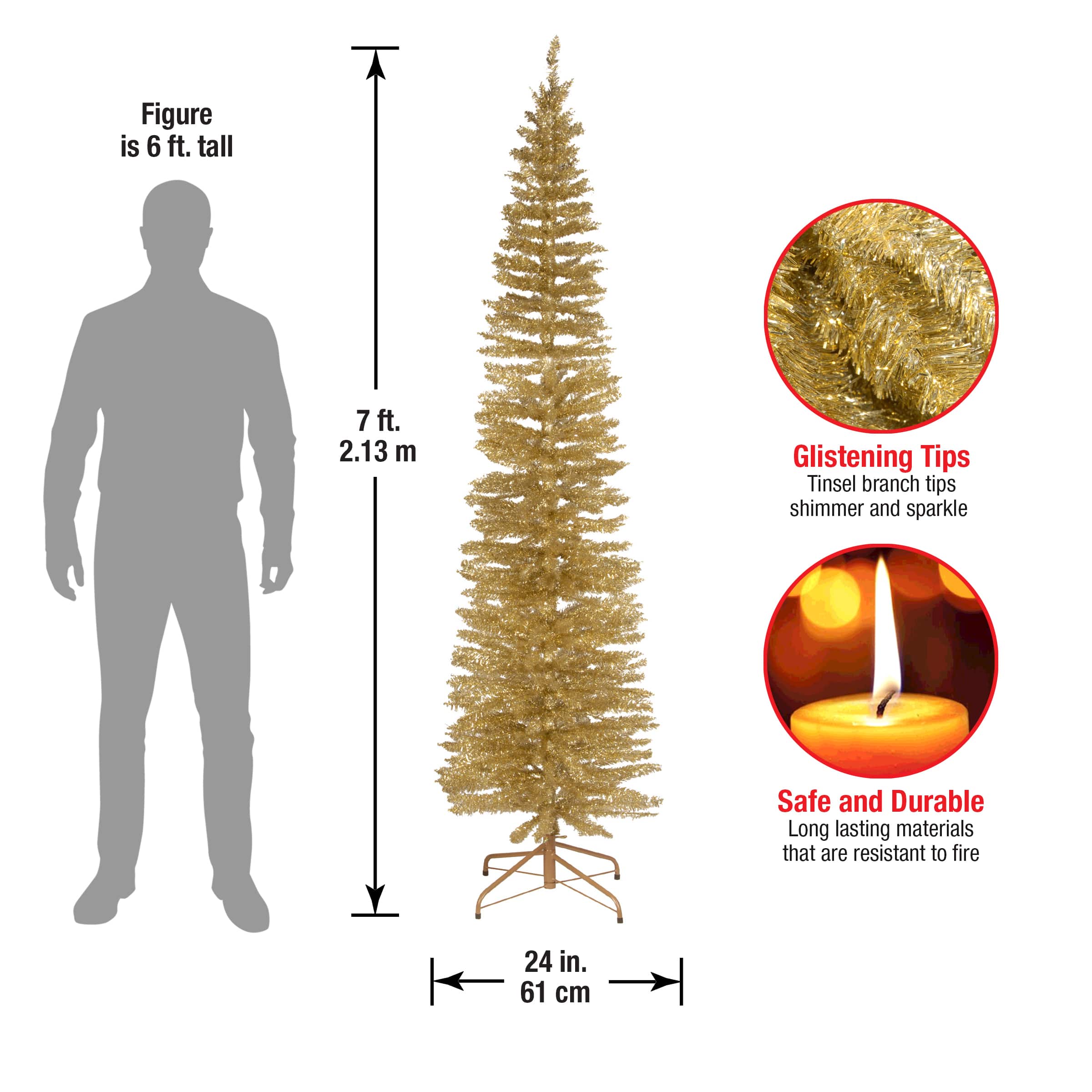 7ft. Unlit Tinsel Artificial Christmas Tree