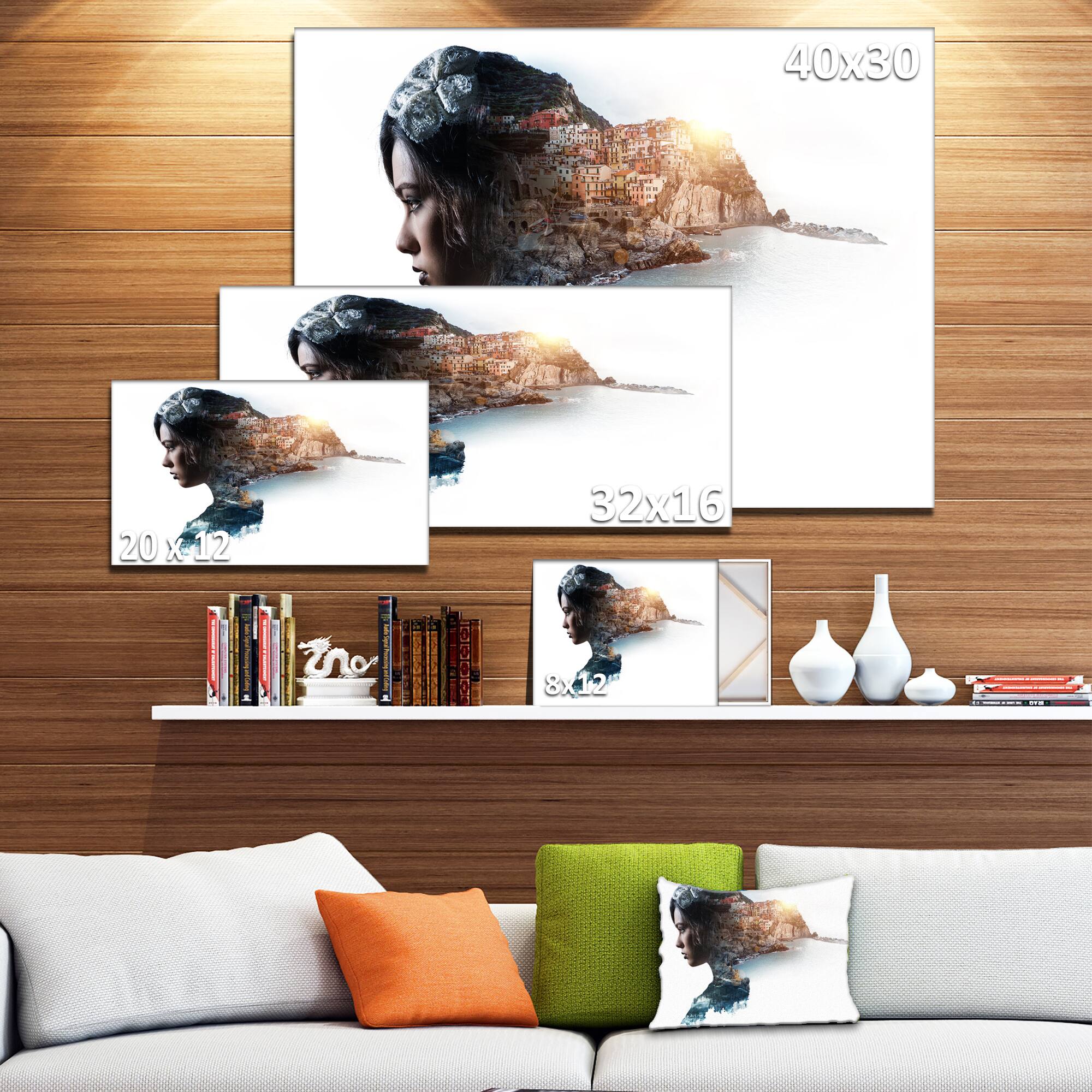 Designart - Double Exposure Woman Portrait - Portrait Canvas Art Print