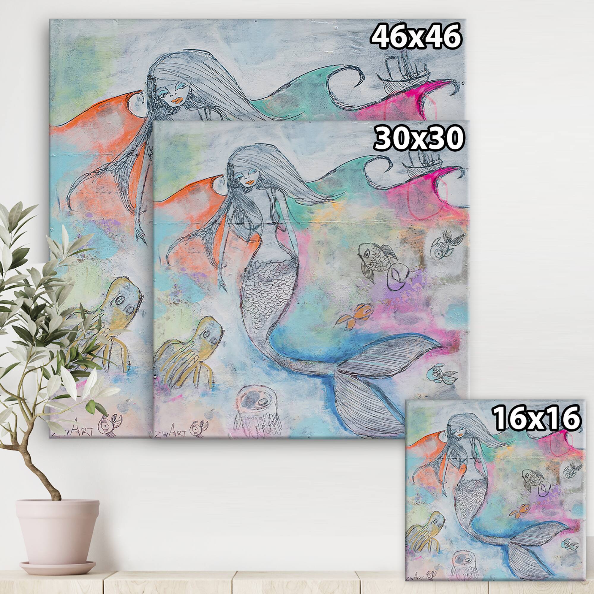 Designart - Mermaid Aura - Nautical & Coastal Gallery-wrapped Canvas