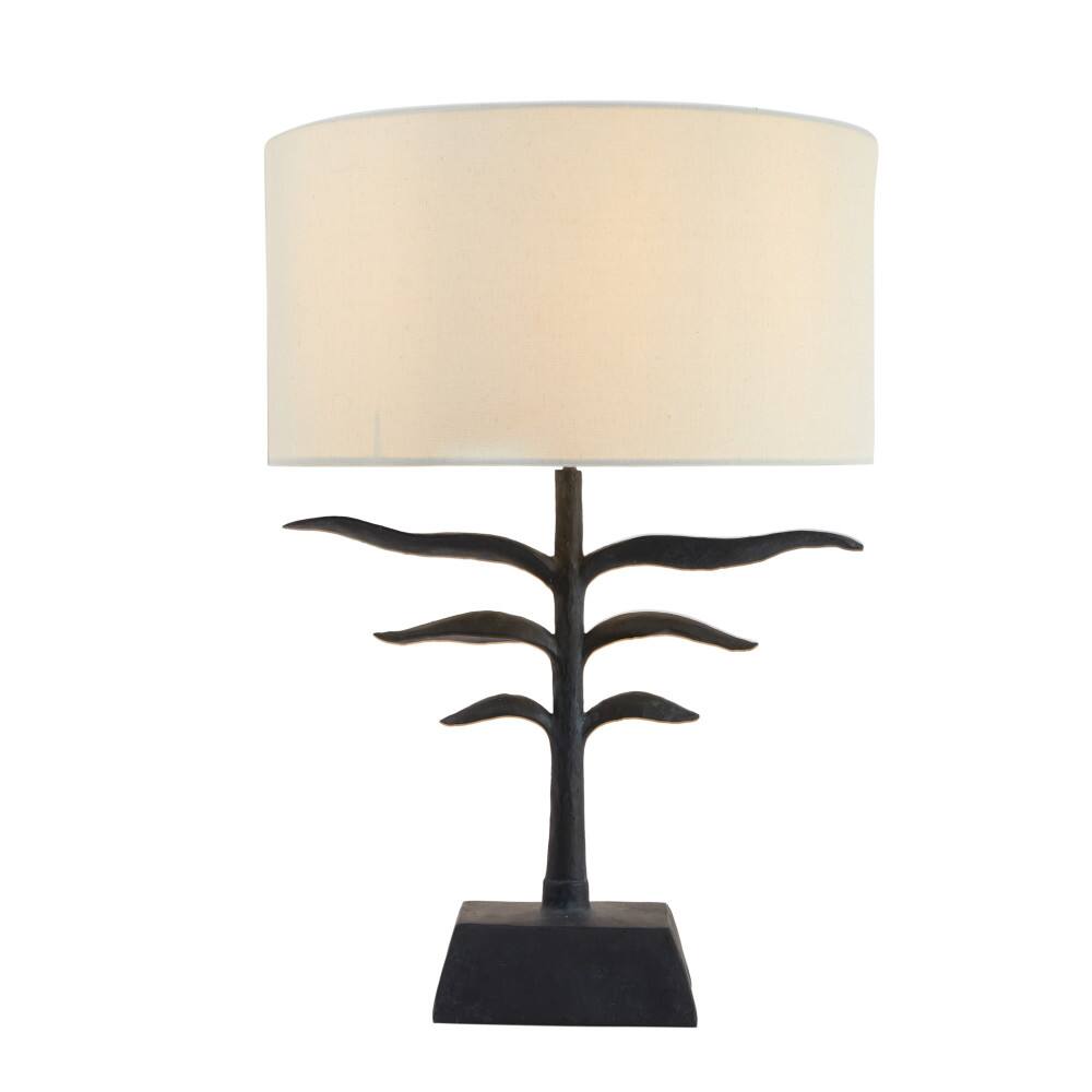 Hello Honey® 24" Black and Natural Leaf Shaped Table Lamp with Fabric Shade