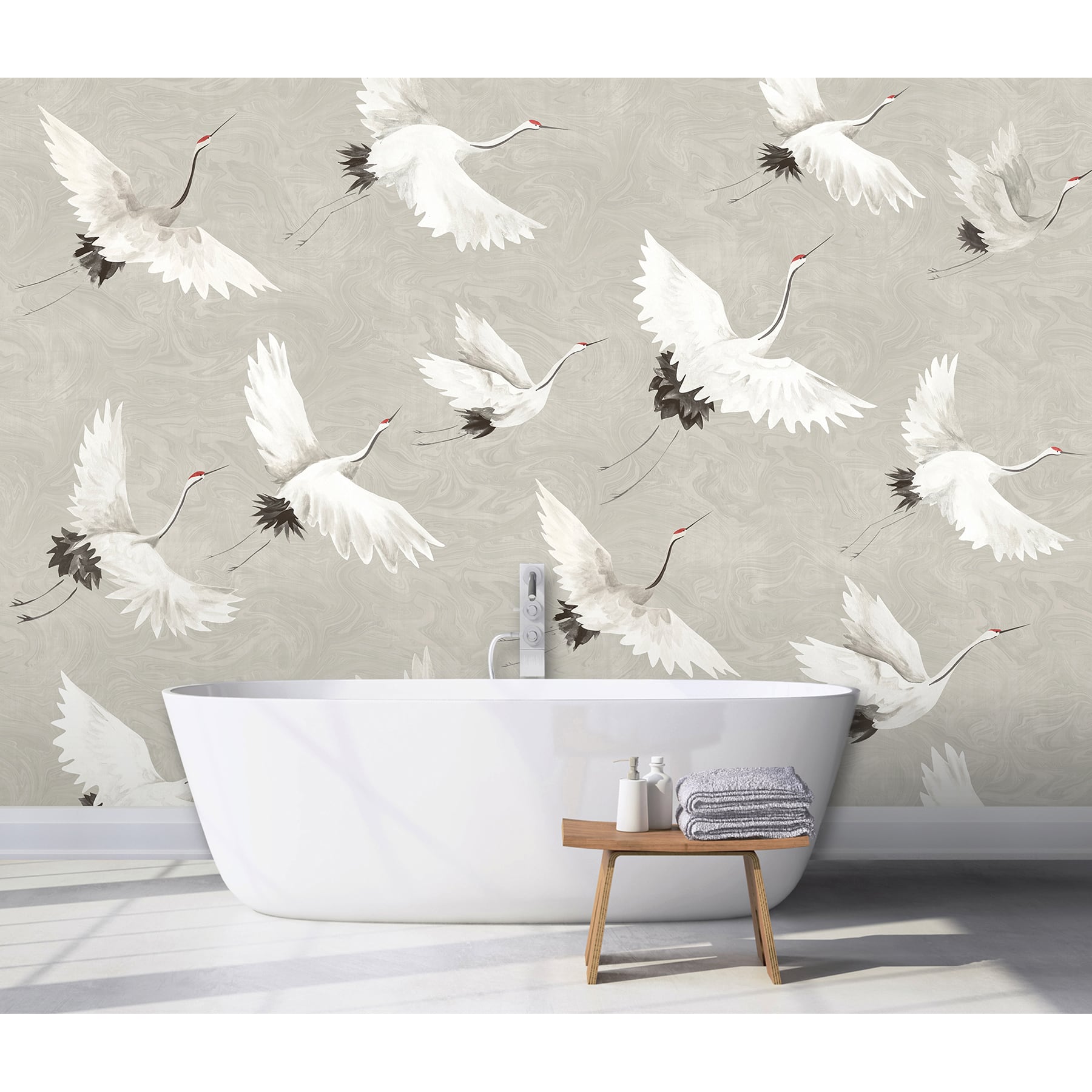Katie Hunt Dove Gray Crane You Later Wall Mural