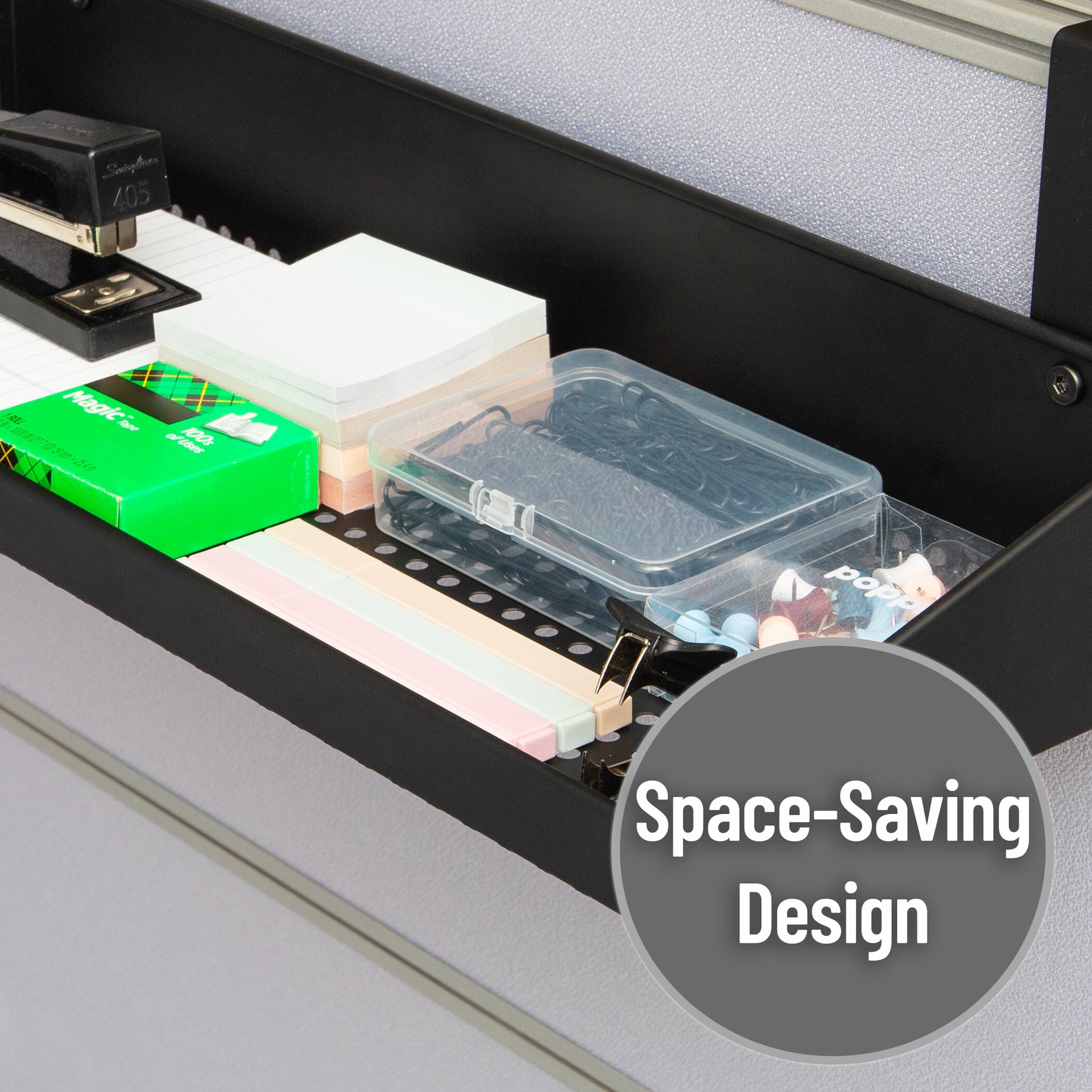 Mind Reader Hanging Cubicle Shelf, Metal Storage Organizer for Office or Home, 20.25"L x 7"W, Black