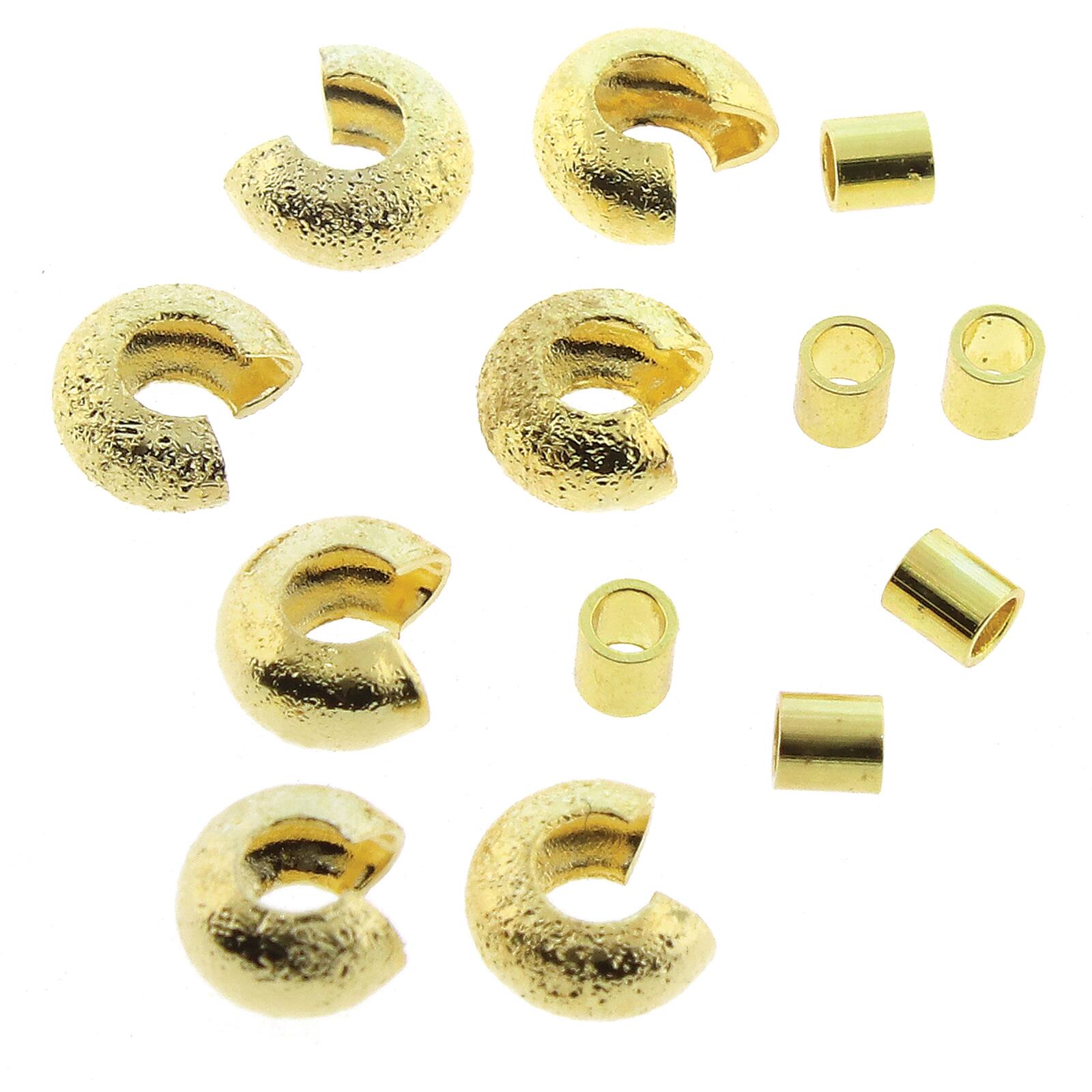 The Beadsmith® Basic Elements™ Gold-Plated Stardust Crimp Tubes & 4mm Covers