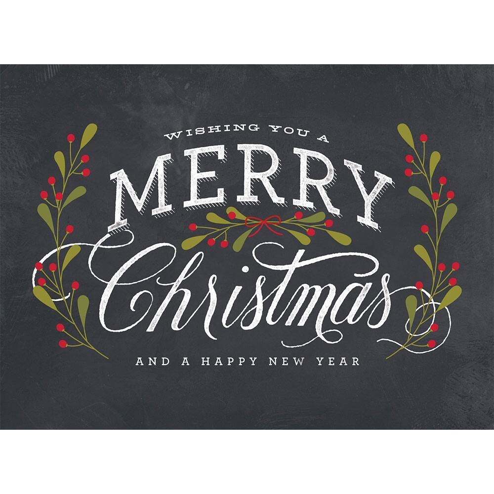 JAM Paper 6.25&#x22; x 4.625&#x22; Season&#x27;s Greetings Chalkboard Assorted Card Set, 25ct.